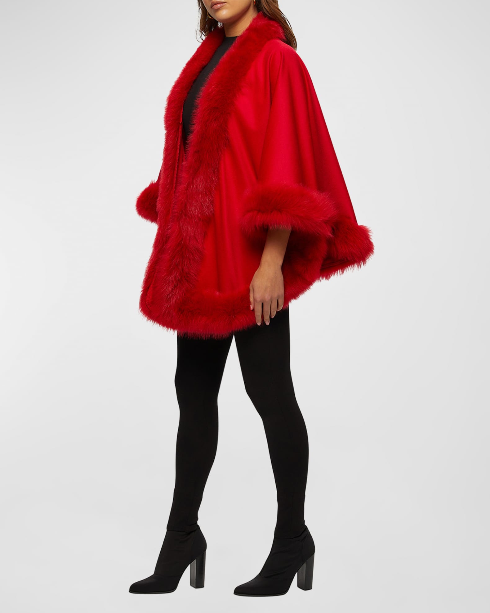 Cashmere Capelet with Lamb Shearling Trim 1