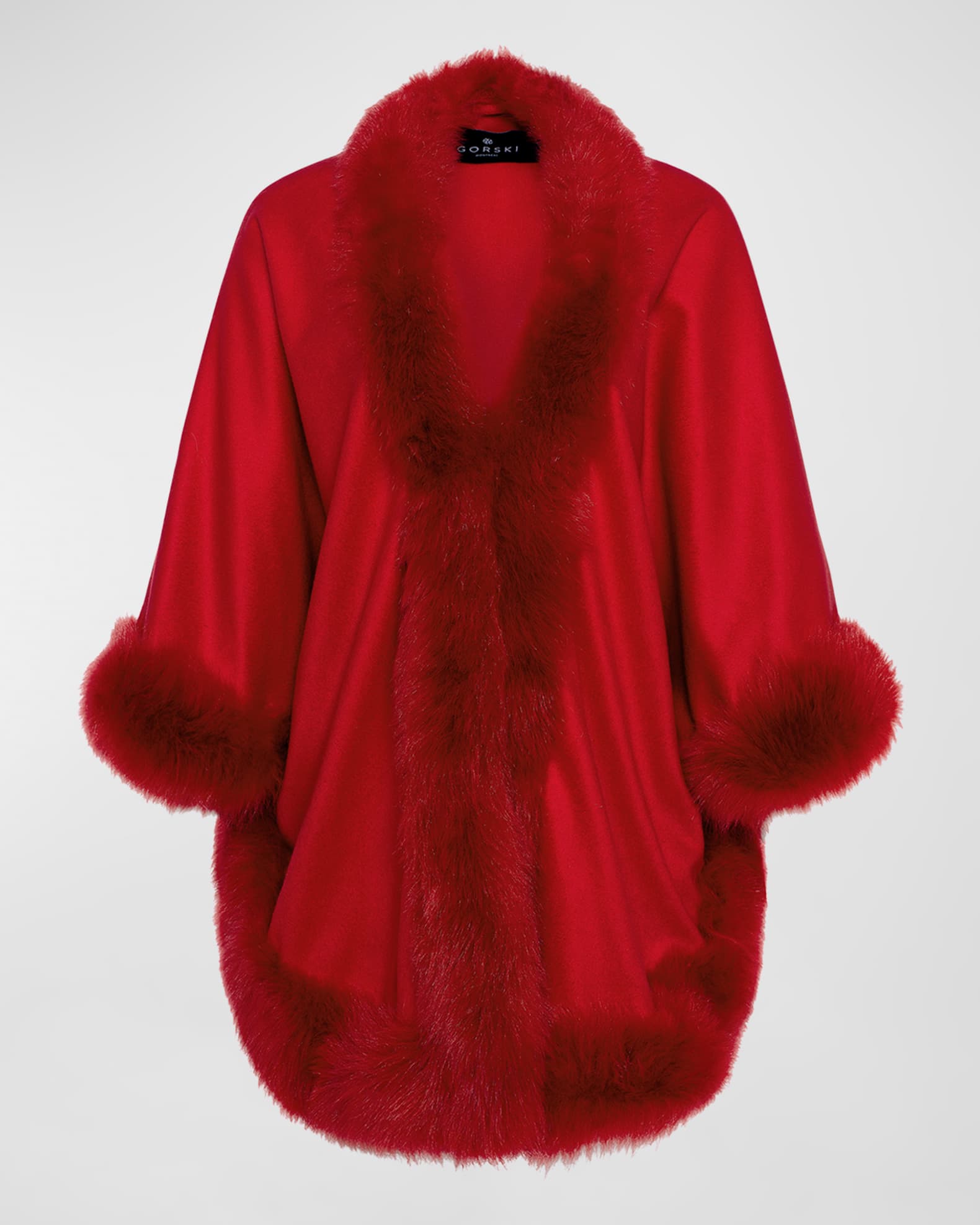 Cashmere Capelet with Lamb Shearling Trim 0