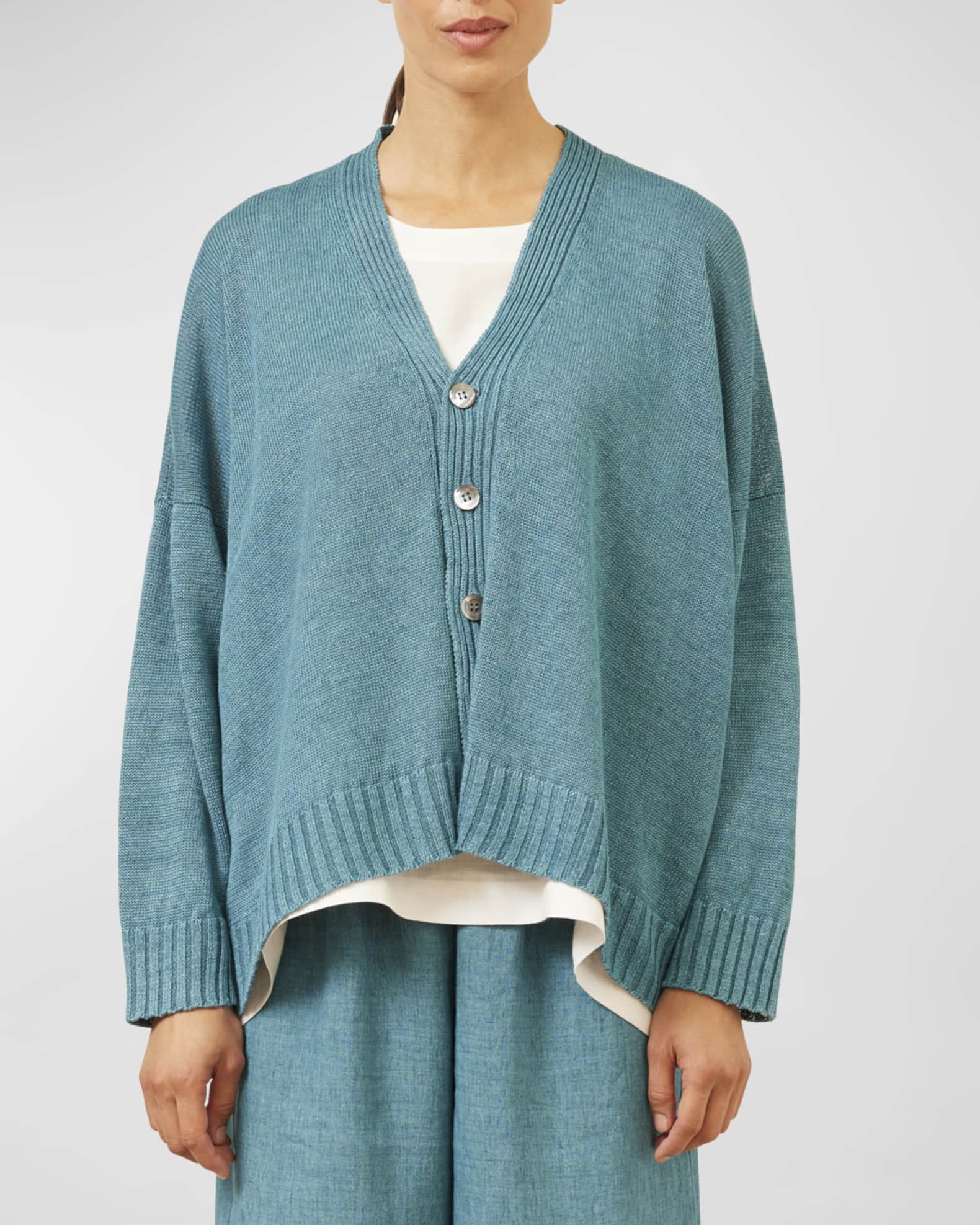 Eskandar V-Neck Cardigan (Mid Length)