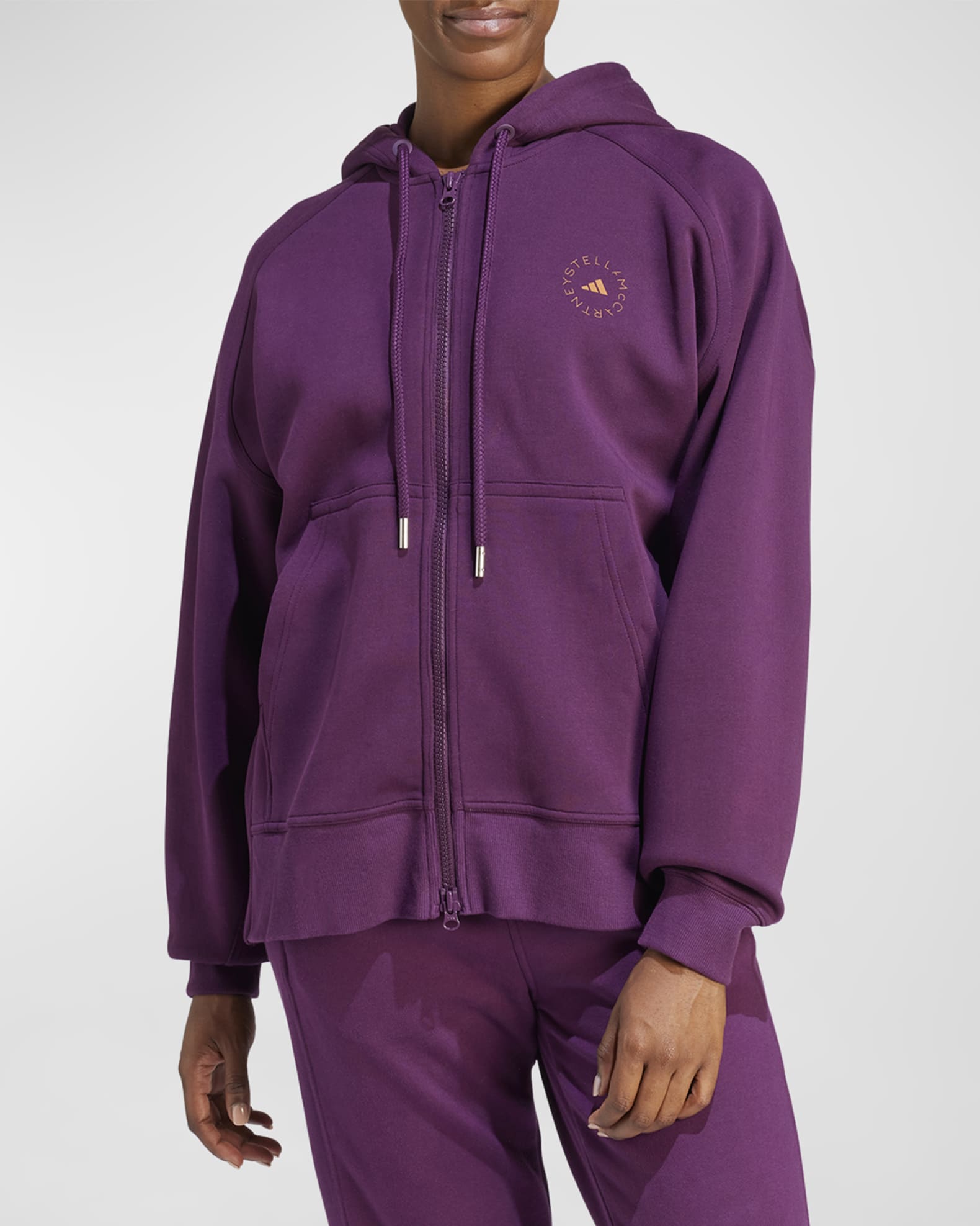 adidas by Stella McCartney Logo-Print Full-Zip Hoodie | Neiman Marcus