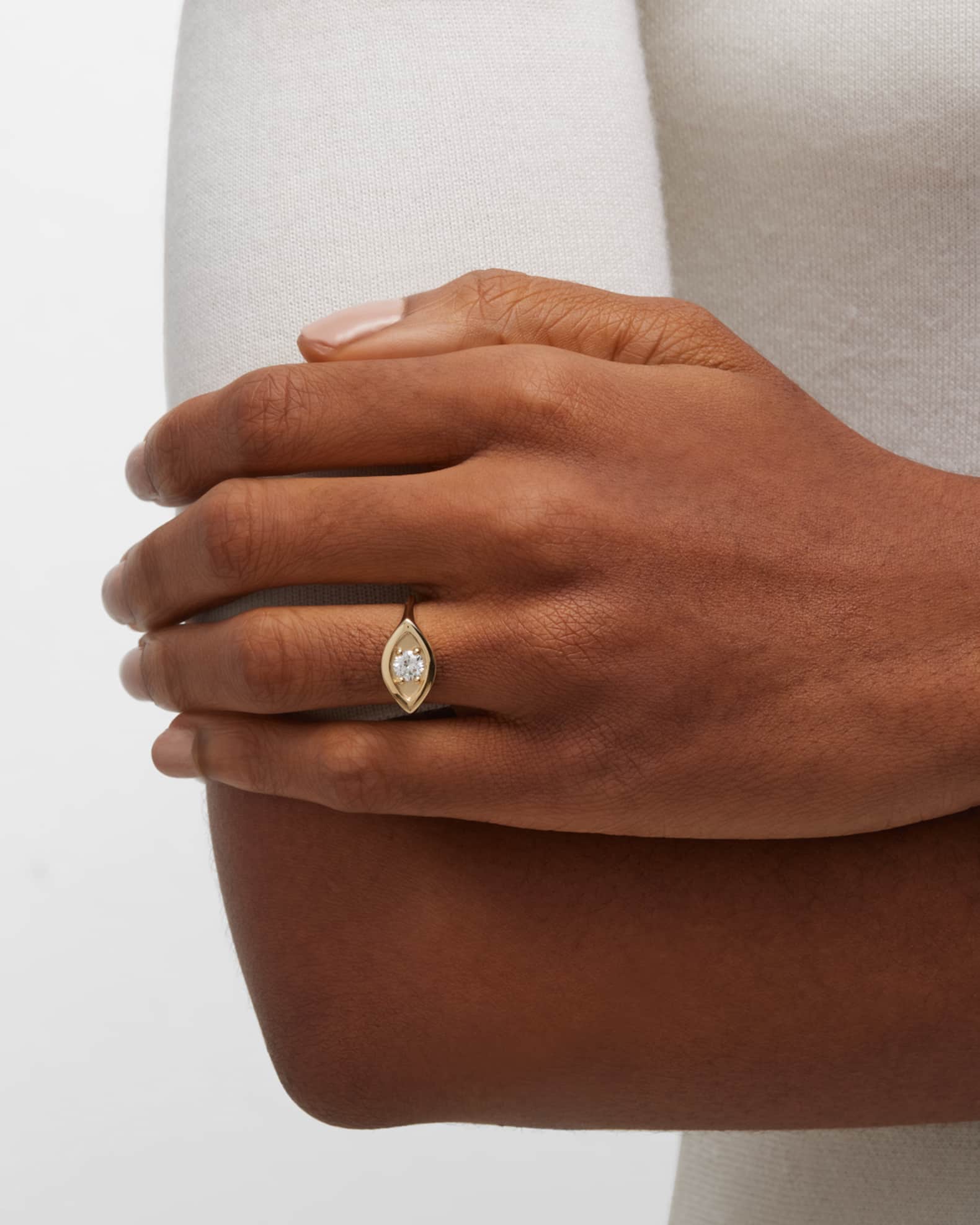 14K Large Marquis Eye Signet Ring 1