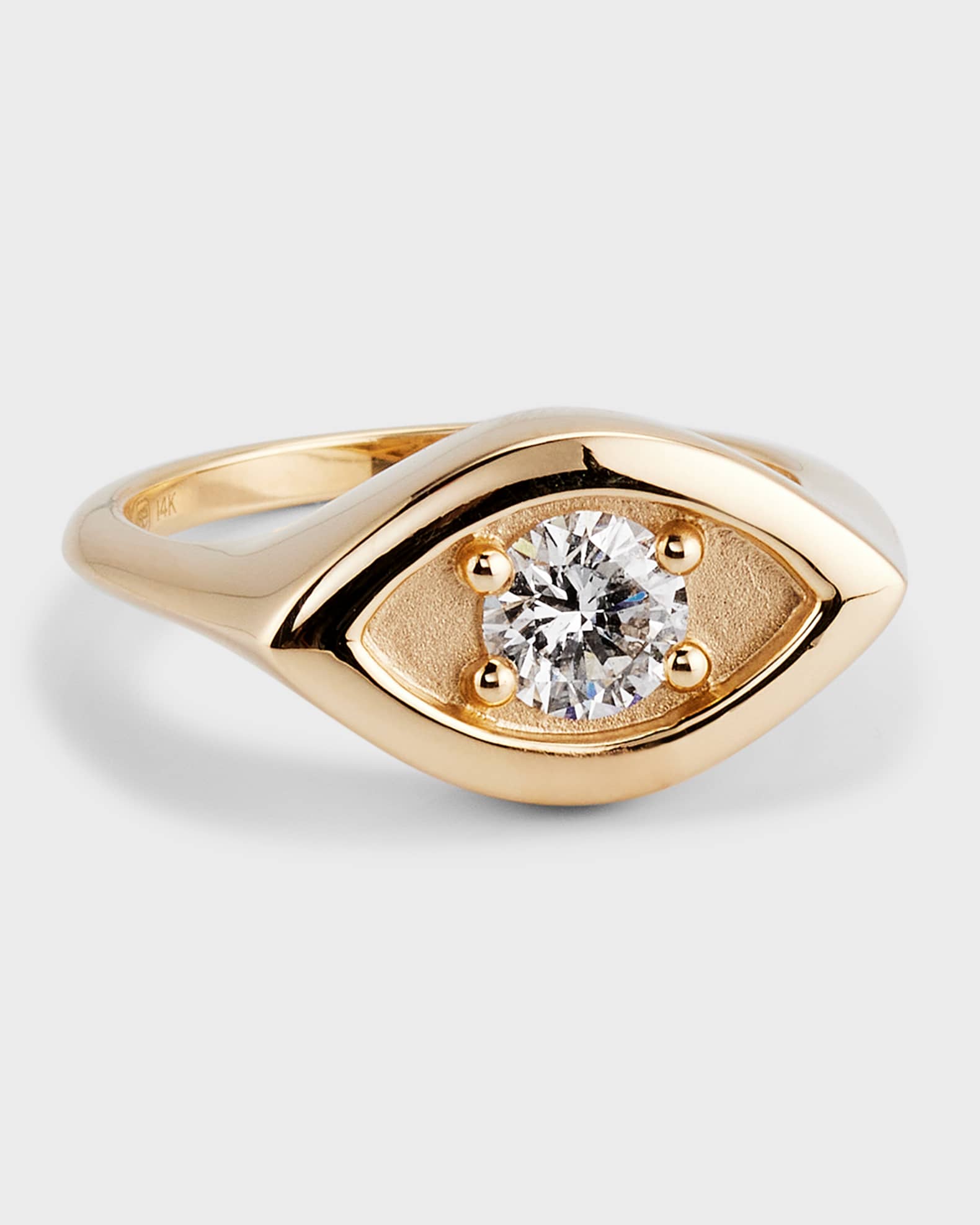 14K Large Marquis Eye Signet Ring 0