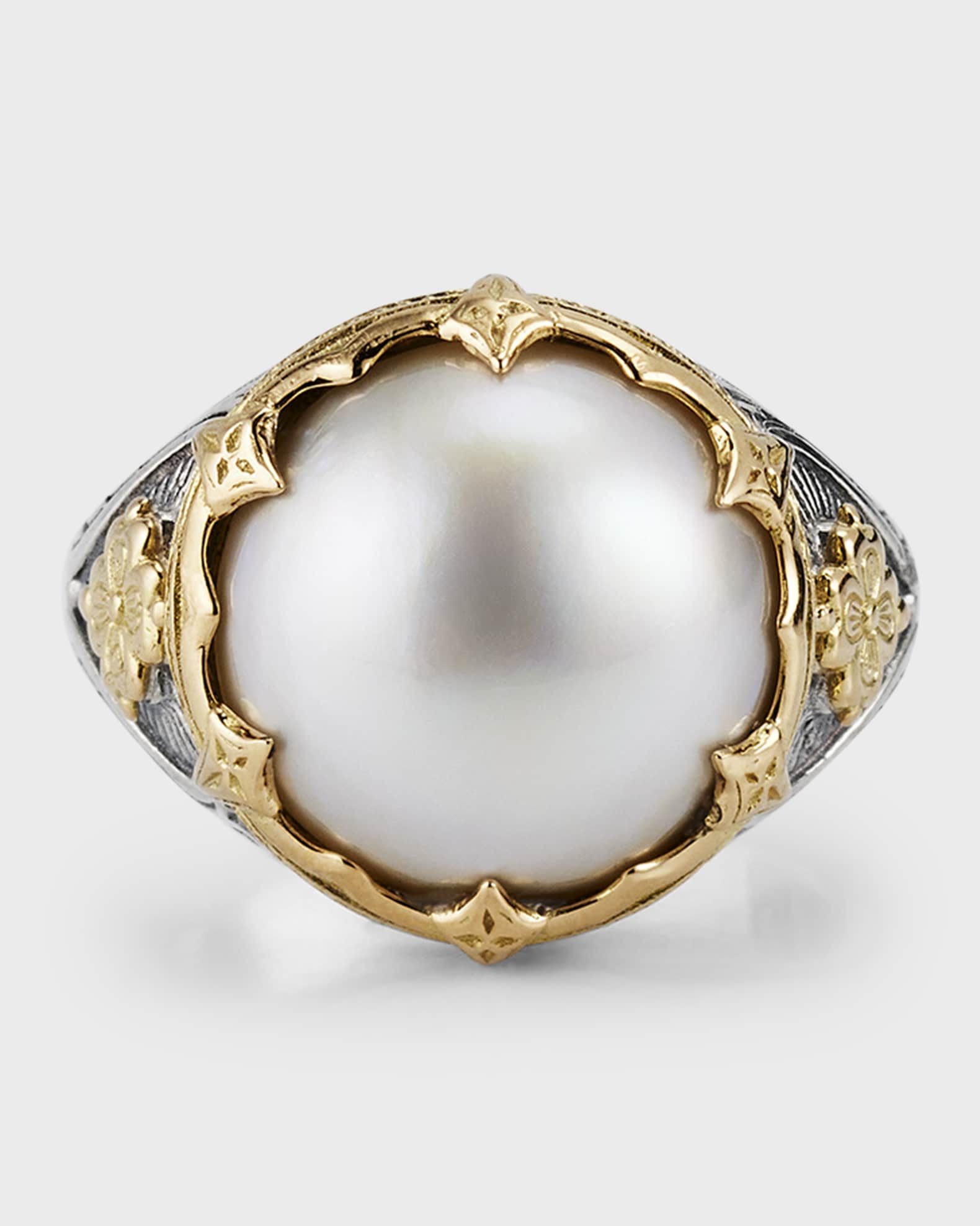 Konstantino Sterling Silver and 18K Gold Pearl Ring