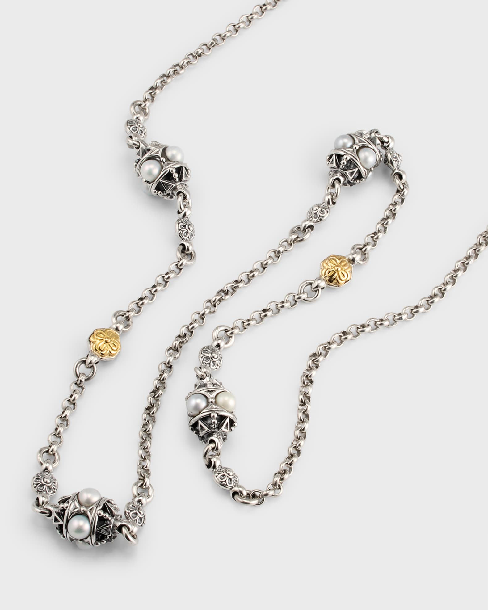 Silver and Gold Pearl Necklace, 22"L 1