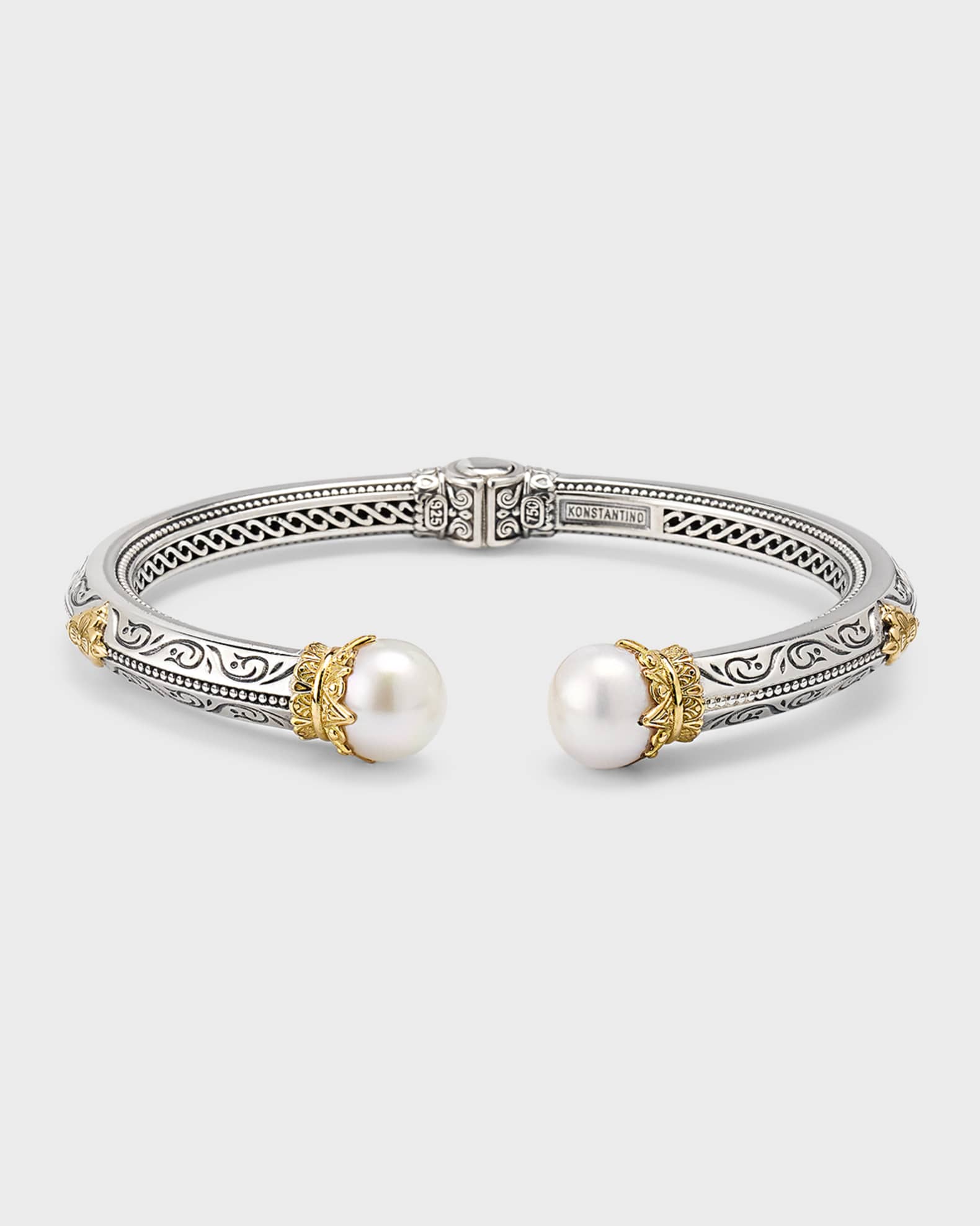 Konstantino Silver and 18K Gold Cuff Bracelet with Pearls
