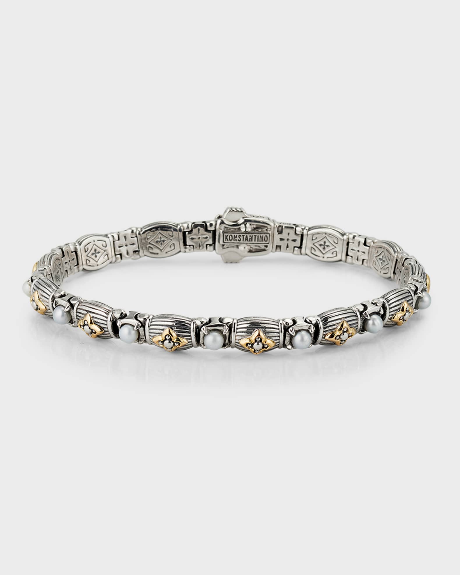 Konstantino Silver and Gold Pearl Bracelet Neiman Marcus