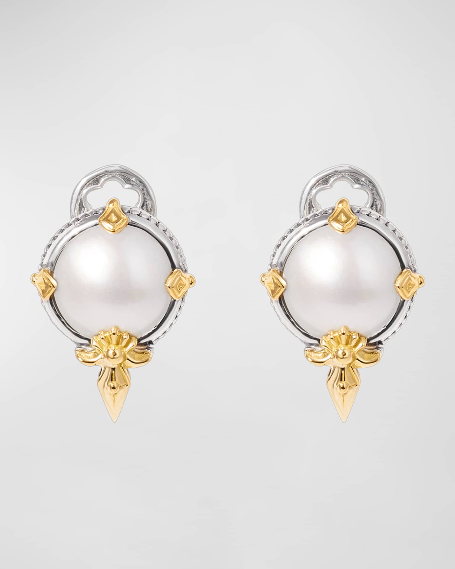 Silver and Gold Pearl Stud Earrings 0