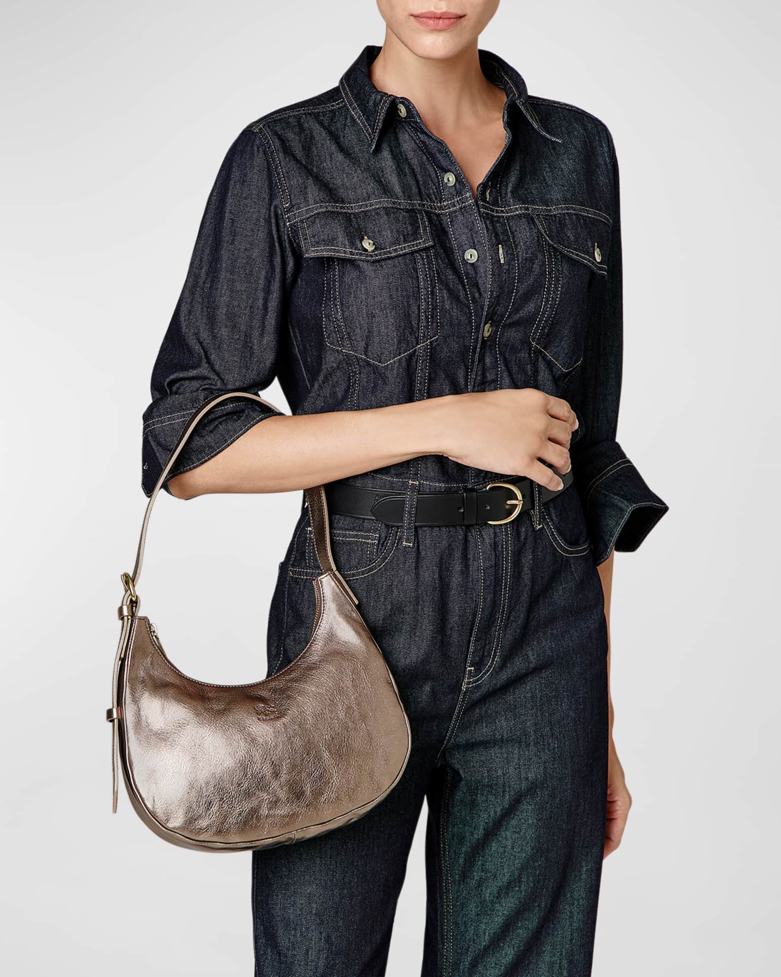 Il Bisonte Belcanto Metallic Leather Shoulder Bag | Neiman