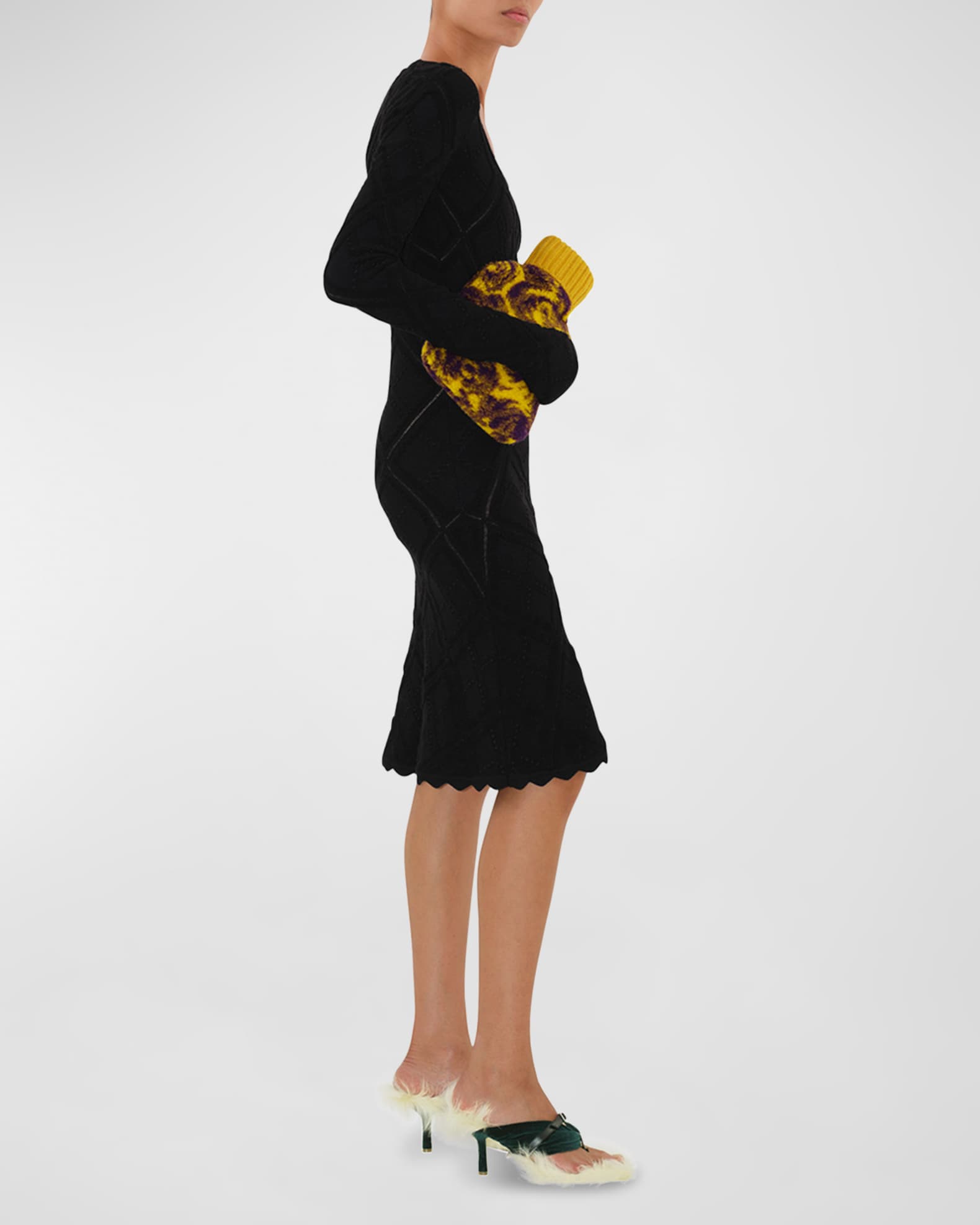 Burberry Wool Knit Long Sleeve Dress Neiman Marcus
