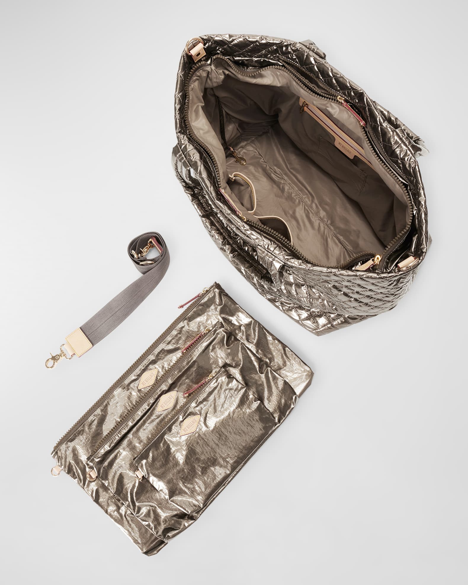 MZ WALLACE Metro Deluxe Large Metallic Tote Bag Neiman Marcus
