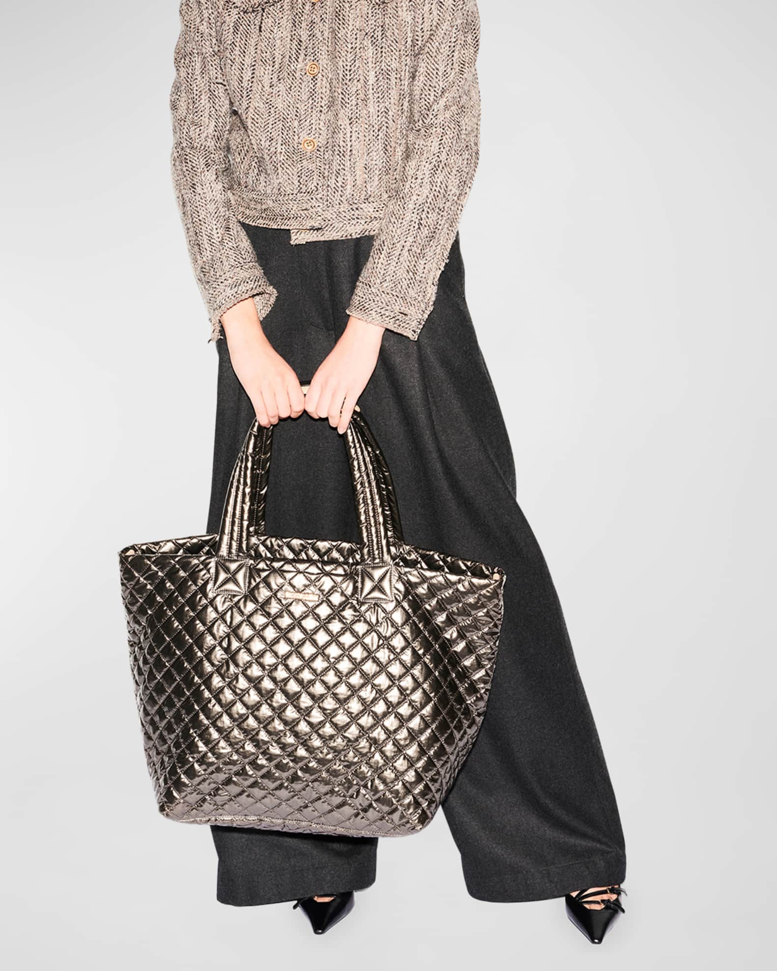 MZ WALLACE Metro Deluxe Large Metallic Tote Bag Neiman Marcus