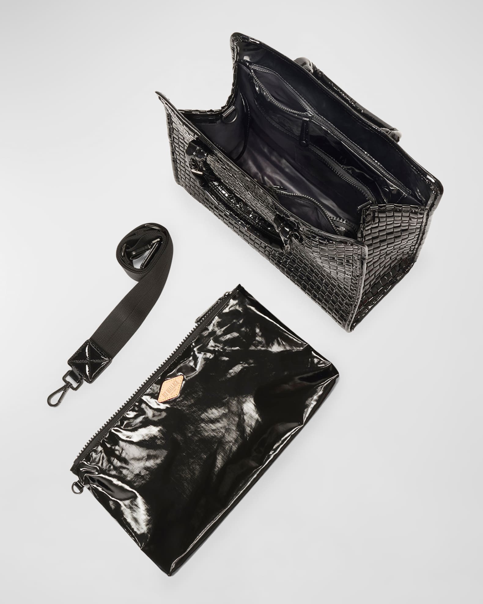 Mz wallace black patent tote shop
