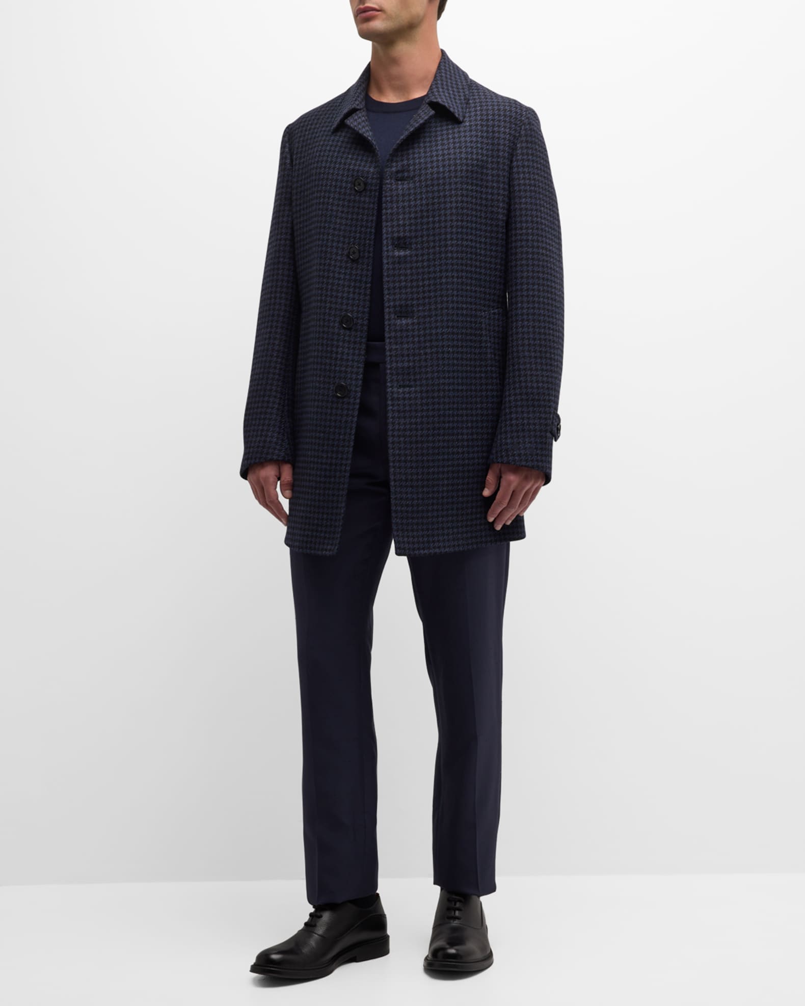 Corneliani Men's Houndstooth Wool Walking Coat | Neiman Marcus