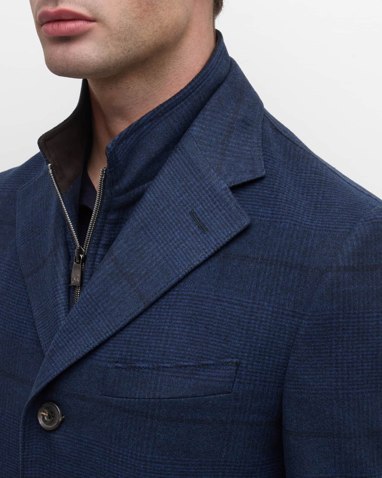 Corneliani Men's Plaid WoolCashmere Topcoat Neiman Marcus