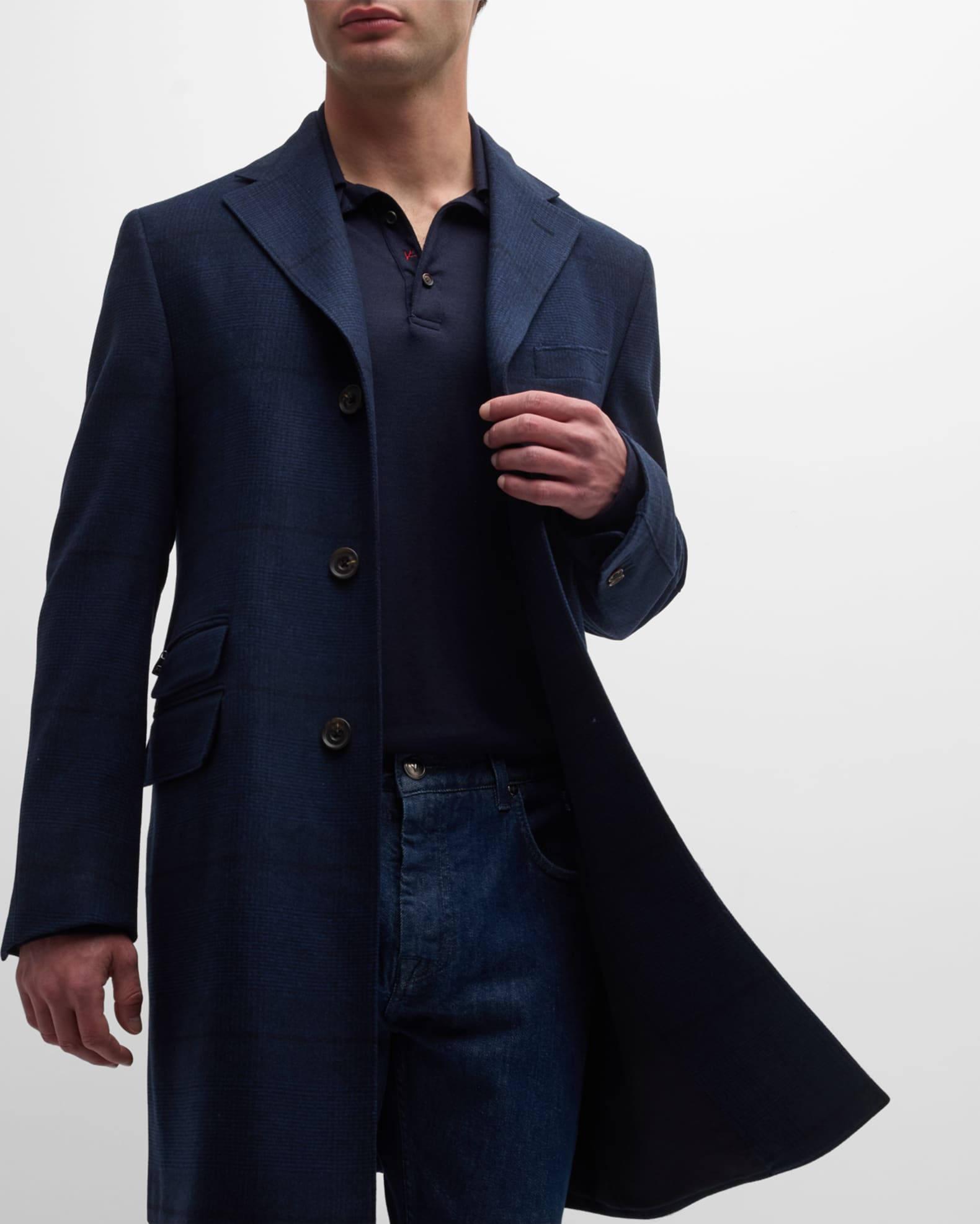 Corneliani Men's Plaid WoolCashmere Topcoat Neiman Marcus