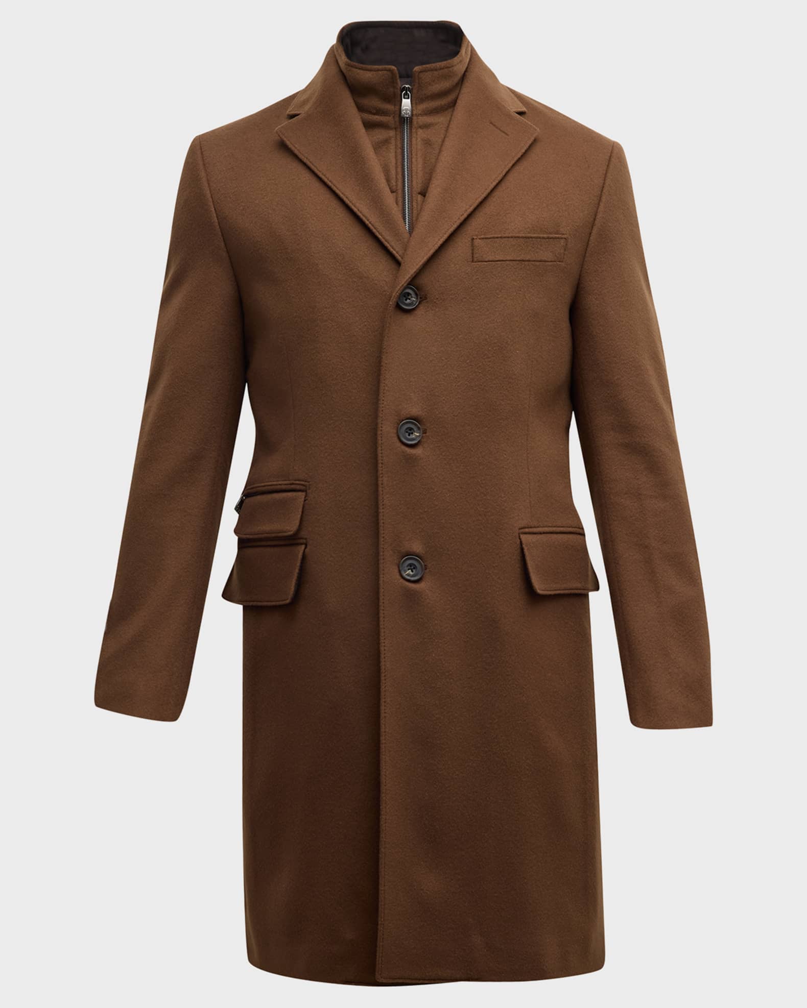Corneliani Men's Wool Overcoat with Detachable Liner | Neiman Marcus