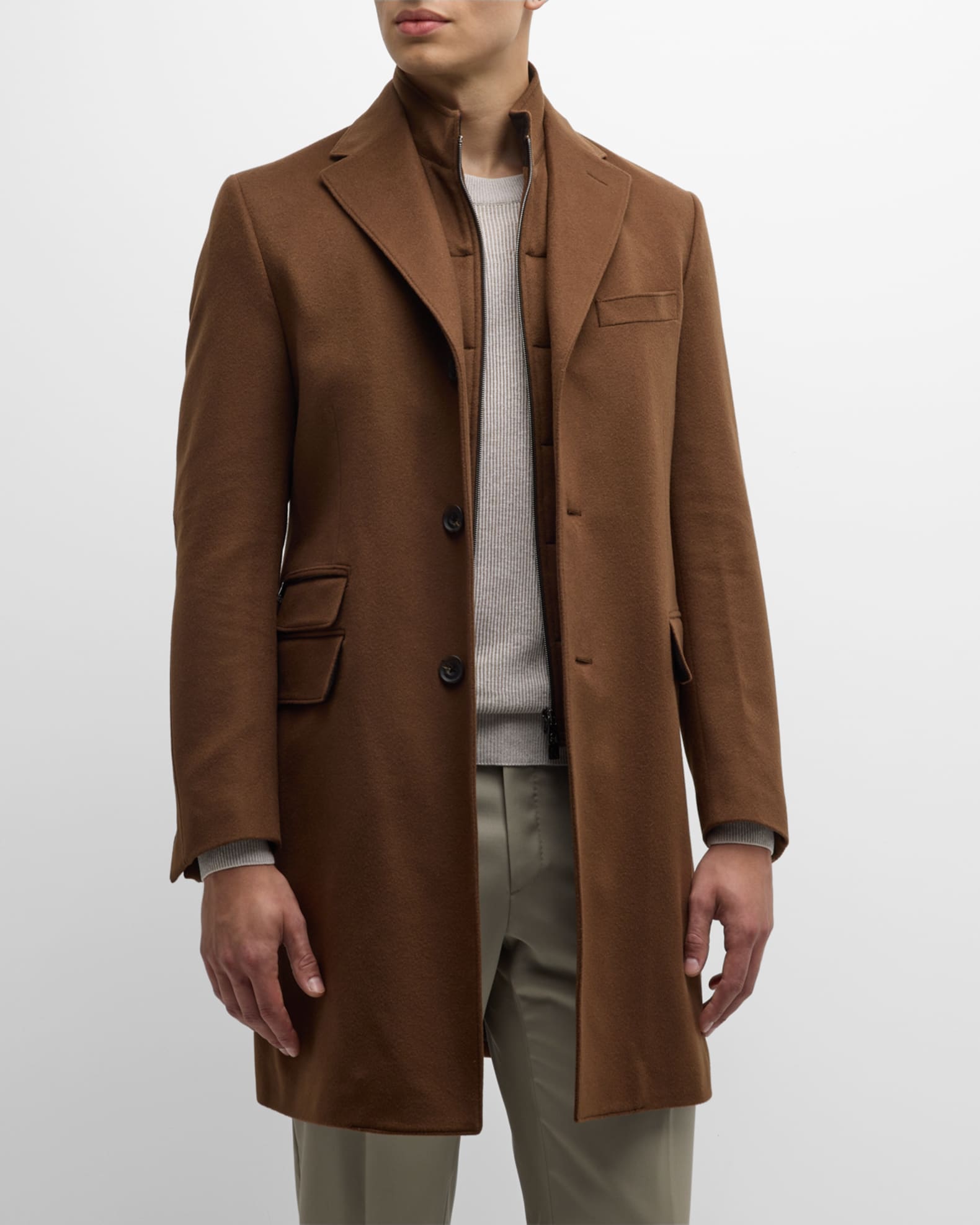 Corneliani Men's Wool Overcoat with Detachable Liner | Neiman Marcus