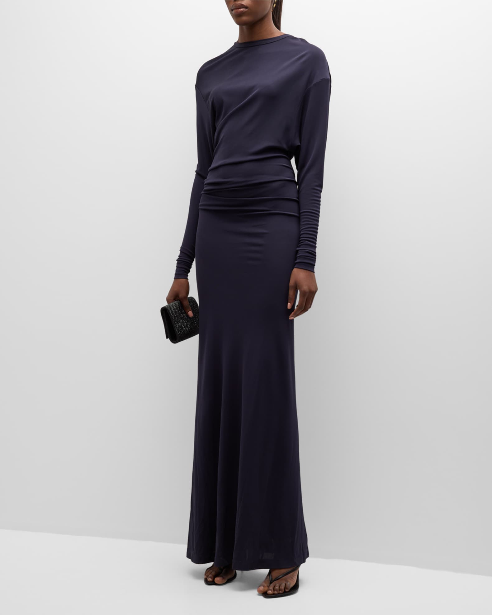 Christopher Esber Side Cowl Long-Sleeve Dress | Neiman Marcus