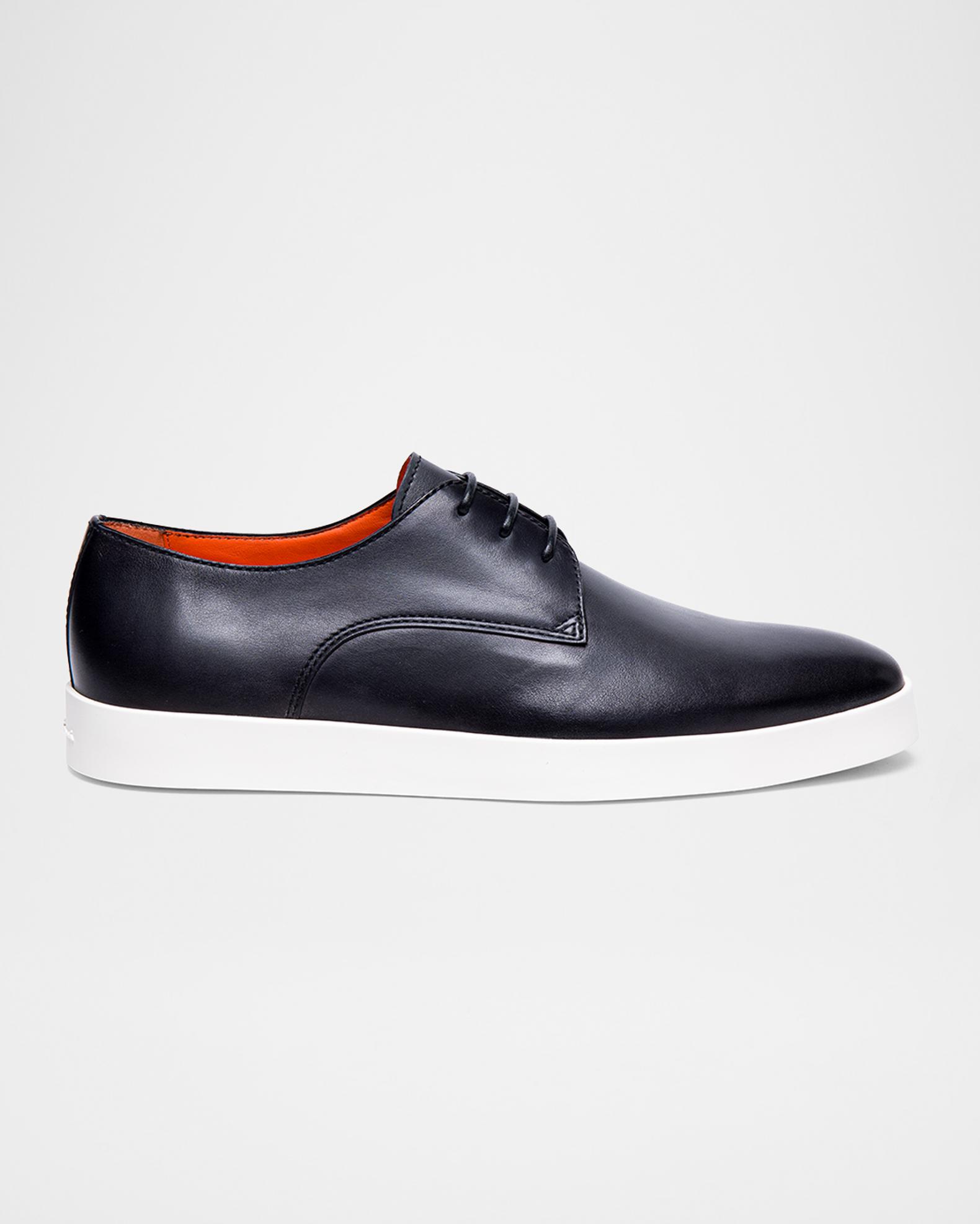 santoni black dress shoes Santoni Black Leather Weave Derby Designer Dress Shoes Made in Italy Men's  US 11