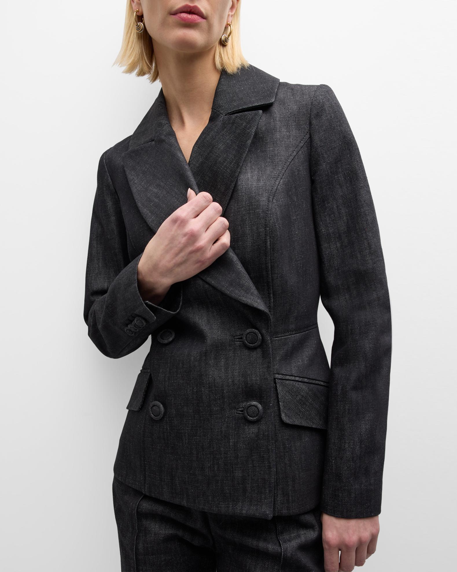 Dice Kayek Denim Double-Breasted Blazer Jacket | Neiman Marcus