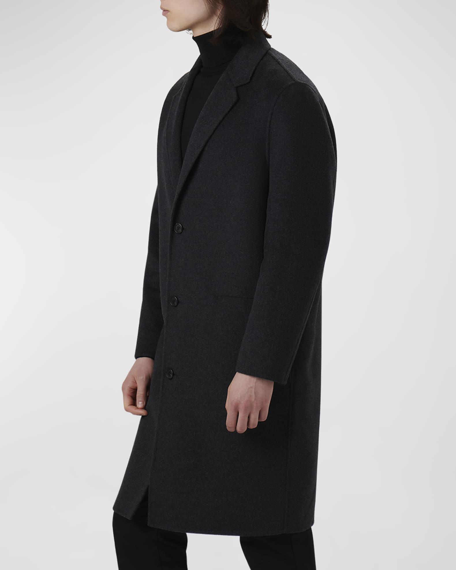Bugatchi Men's 3-Button Solid Overcoat | Neiman Marcus