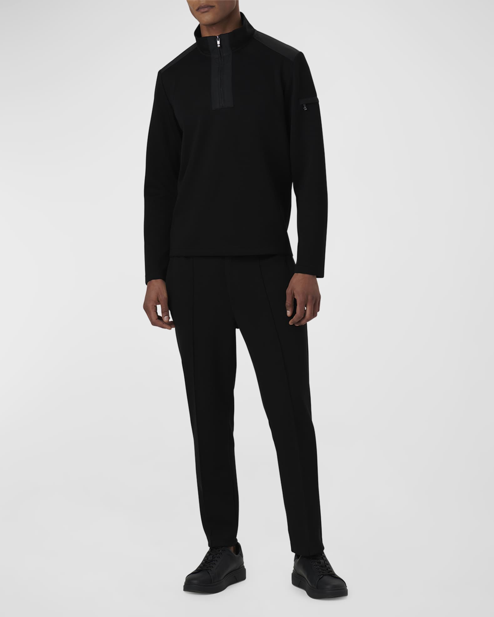 Bugatchi Men's Quarter-Zip Heathered Sweater | Neiman Marcus