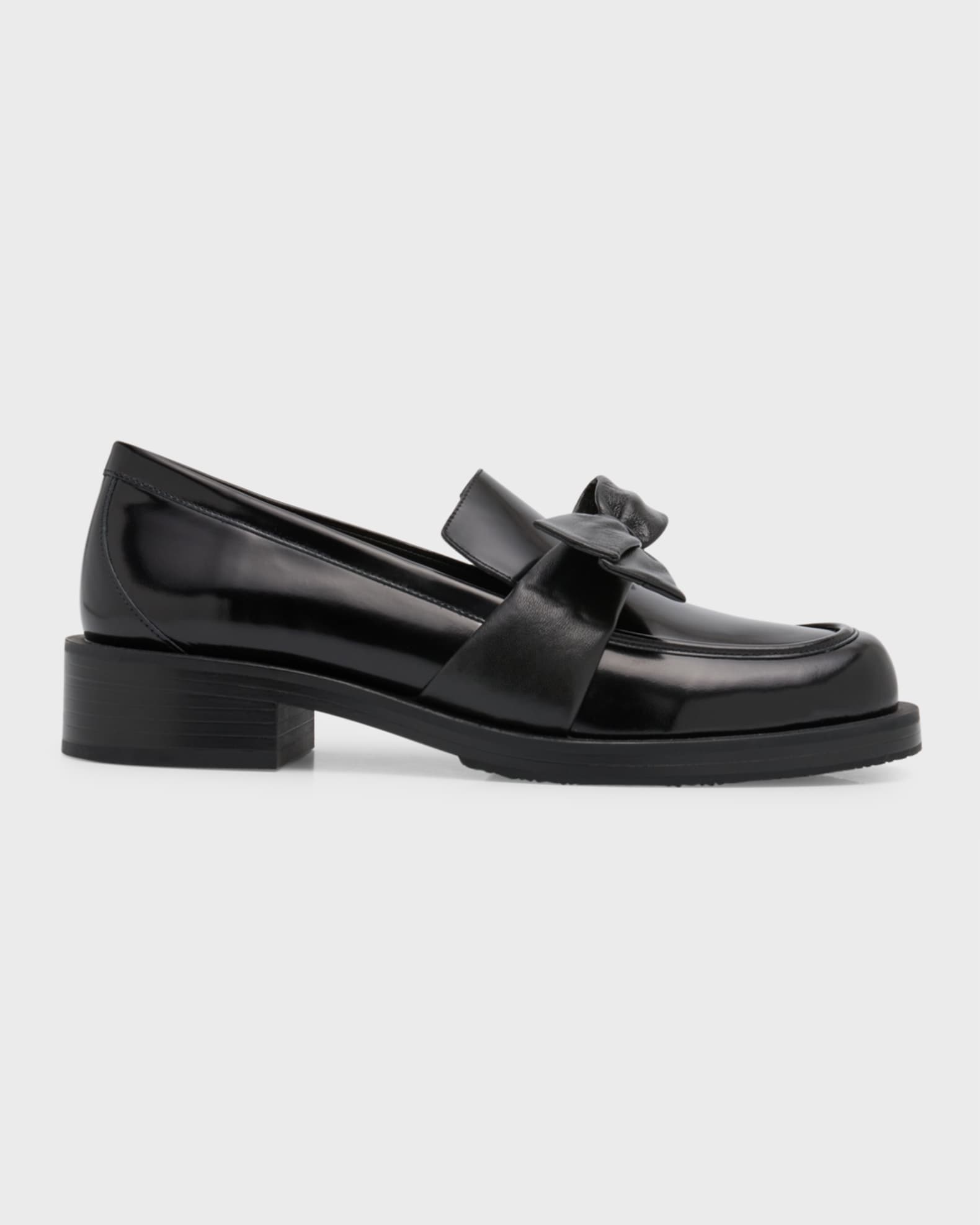 Stuart Weitzman Sofia Bold Leather Bow Loafers