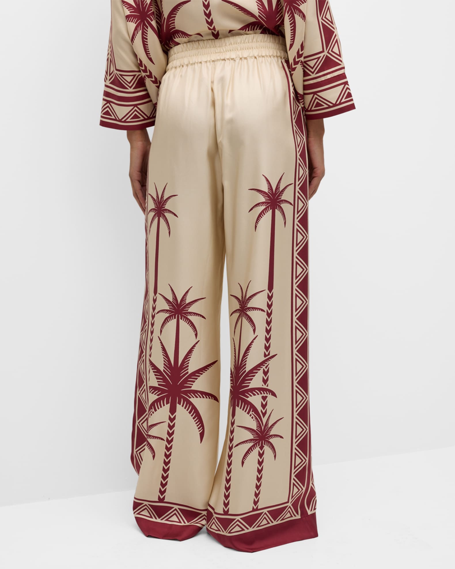 La DoubleJ Placed-Print Wide-Leg Silk Palazzo Pants | Neiman