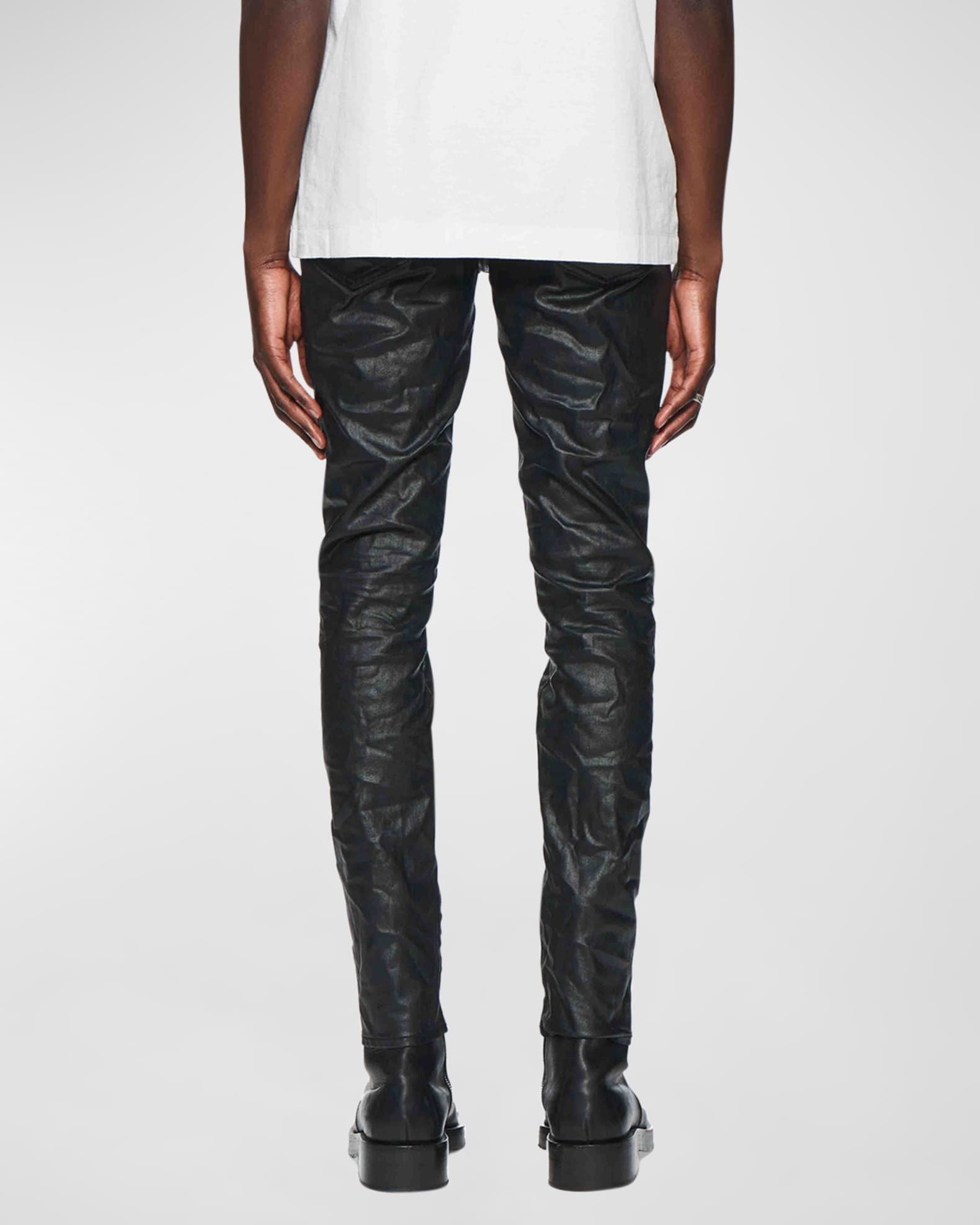 PURPLE Men's Patent Film Coated Skinny Jeans | Neiman Marcus