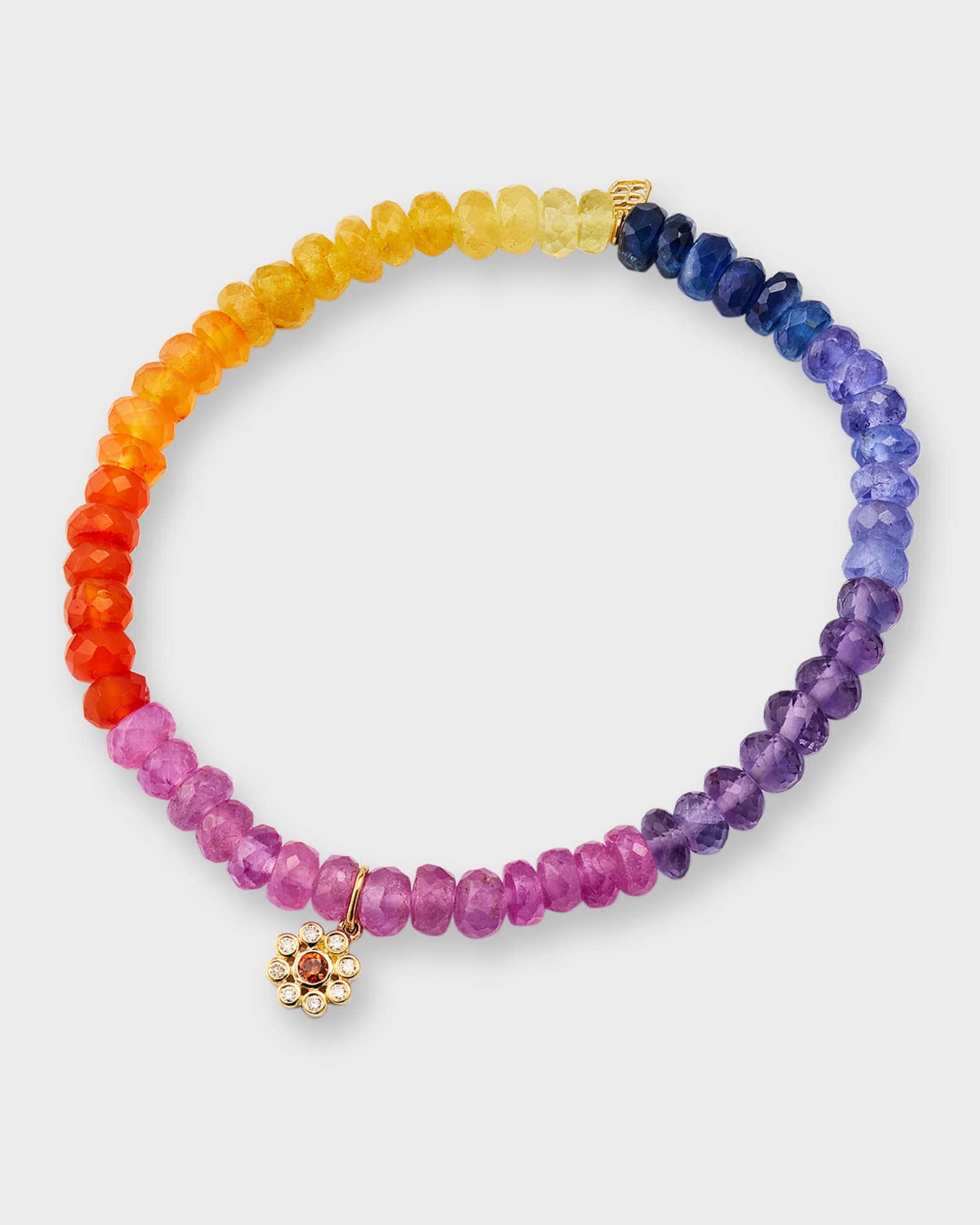 14K Yellow Gold Multi-Color Beaded Bracelet with Sapphire and Diamonds 0