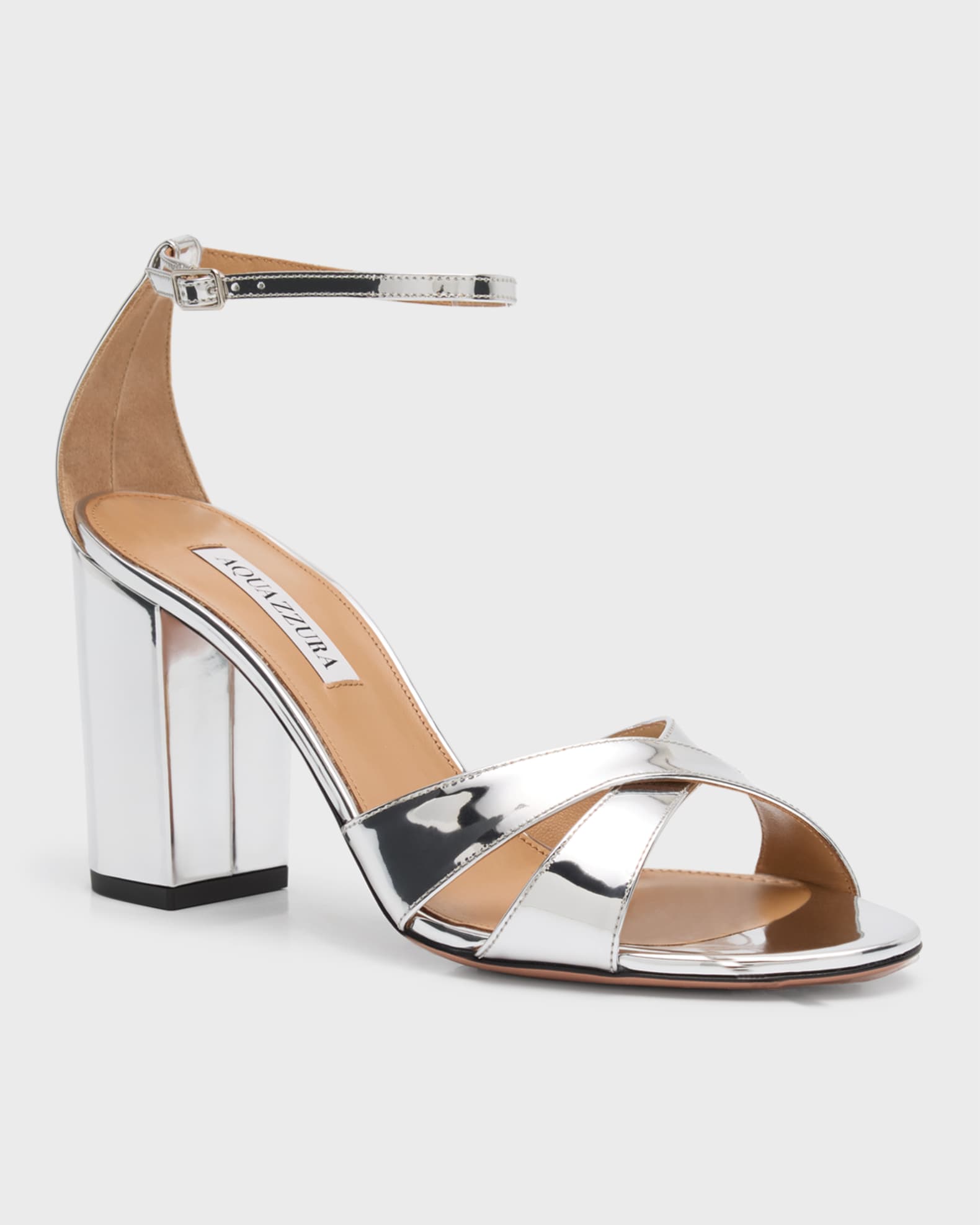 Aquazzura Divine Metallic Crisscross Ankle-Strap Sandals Aquazzura Divine Metallic Crisscross Ankle-Strap Sandals