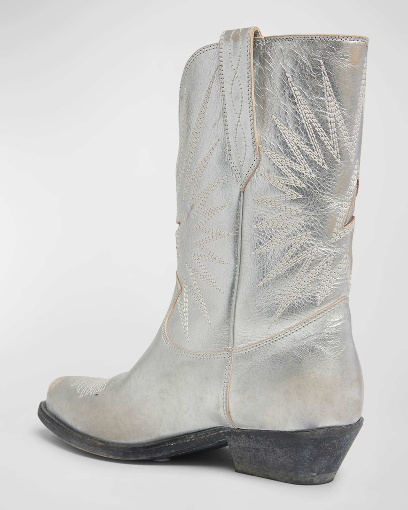 Golden Goose Wish Star Metallic Distressed Cowboy Boots | Neiman Marcus