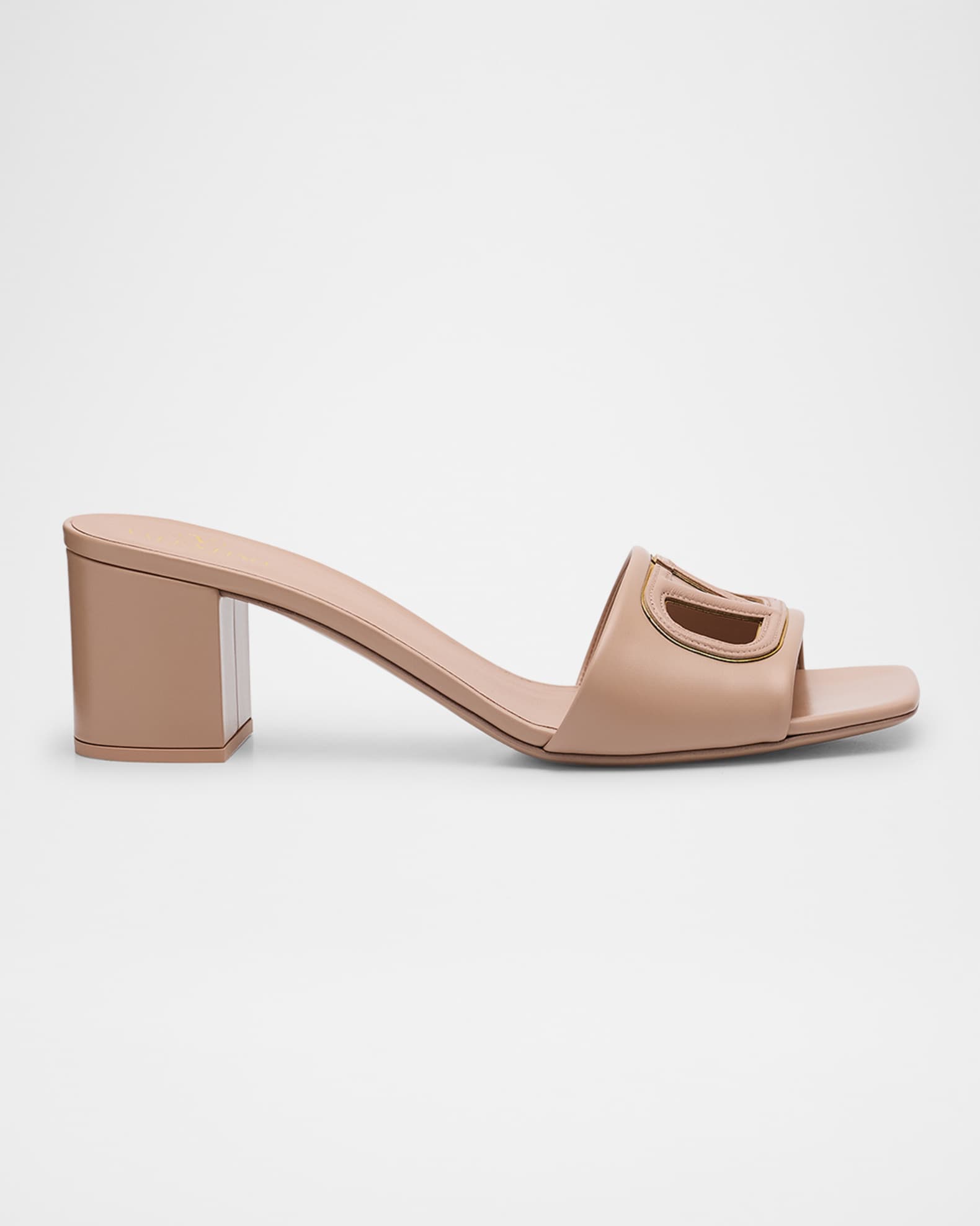 VLogo Leather Cutout Slide Sandals 0