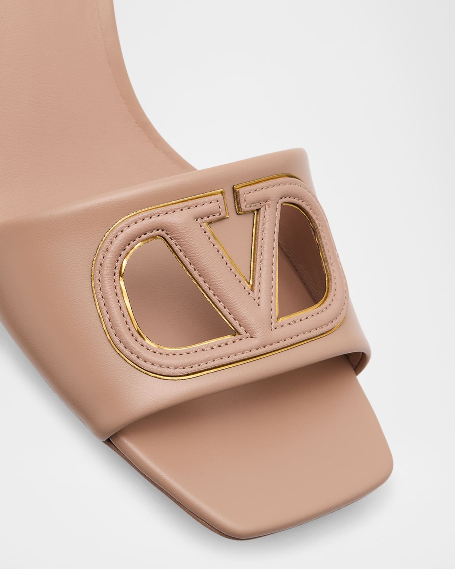 Valentino Garavani VLogo Leather Cutout Slide Sandals