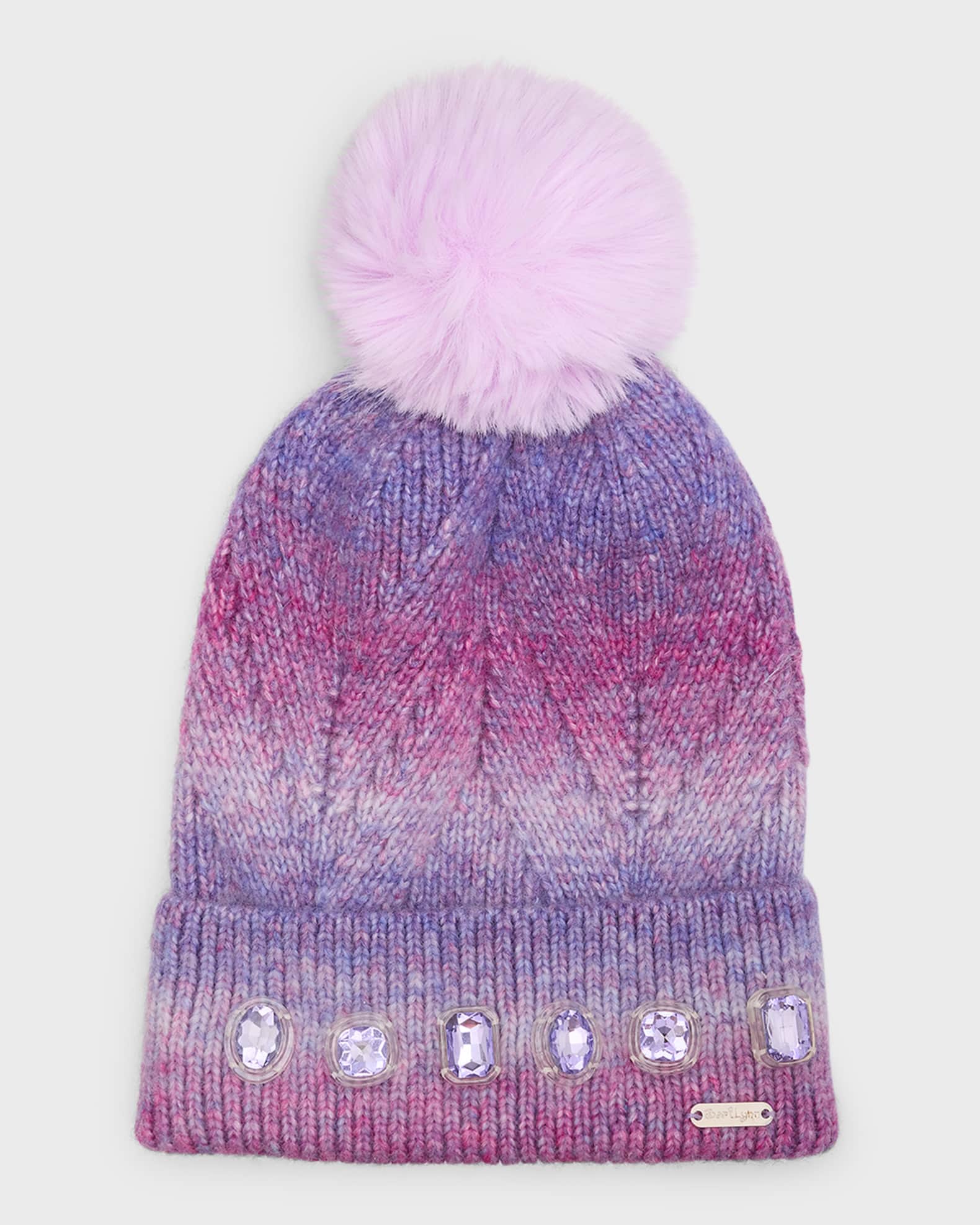 Bari Lynn Girl's Ombre Beanie W/ Gem Stones