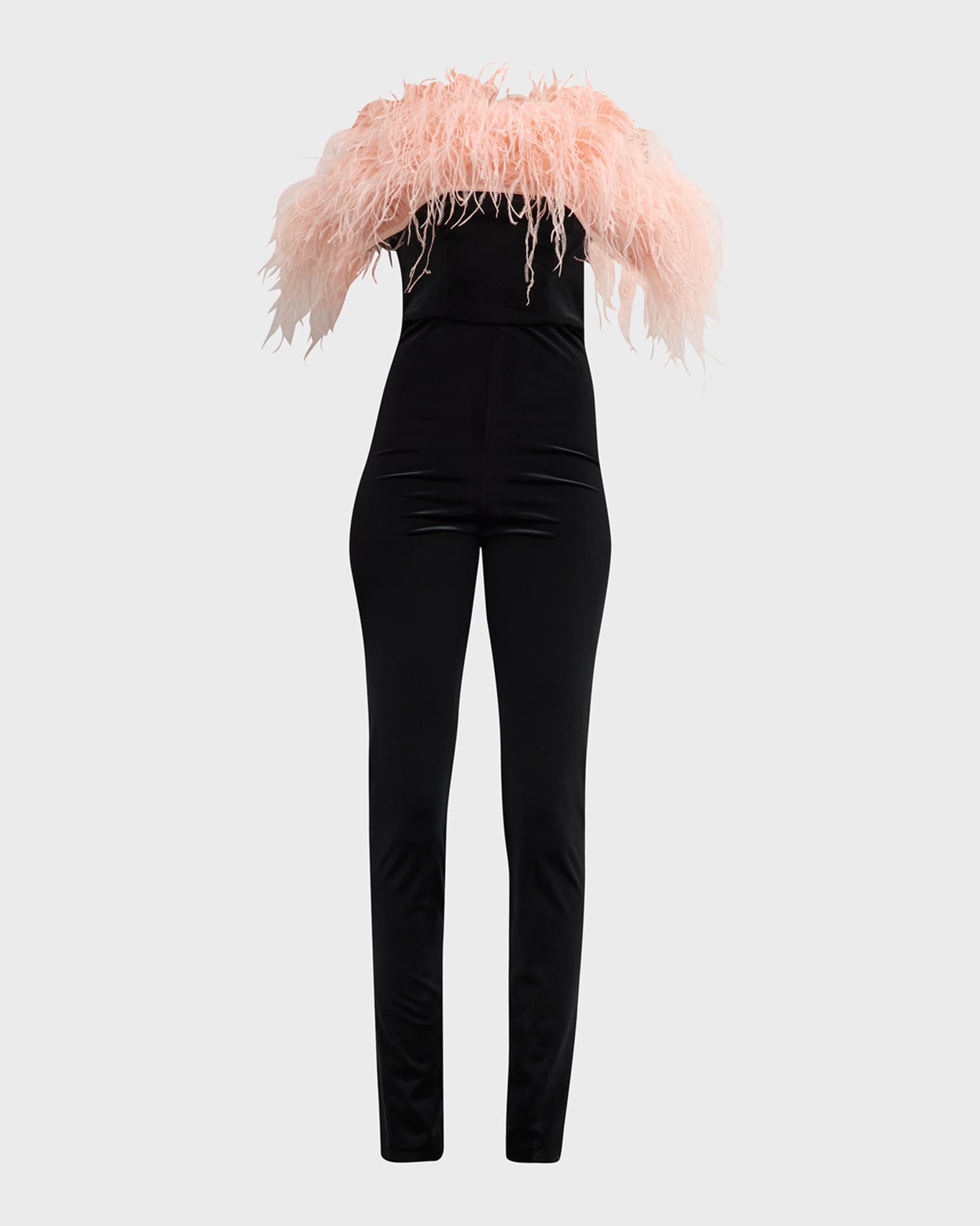 Bronx and Banco Florentina Off-Shoulder Feather-Trim Jumpsuit | Neiman ...