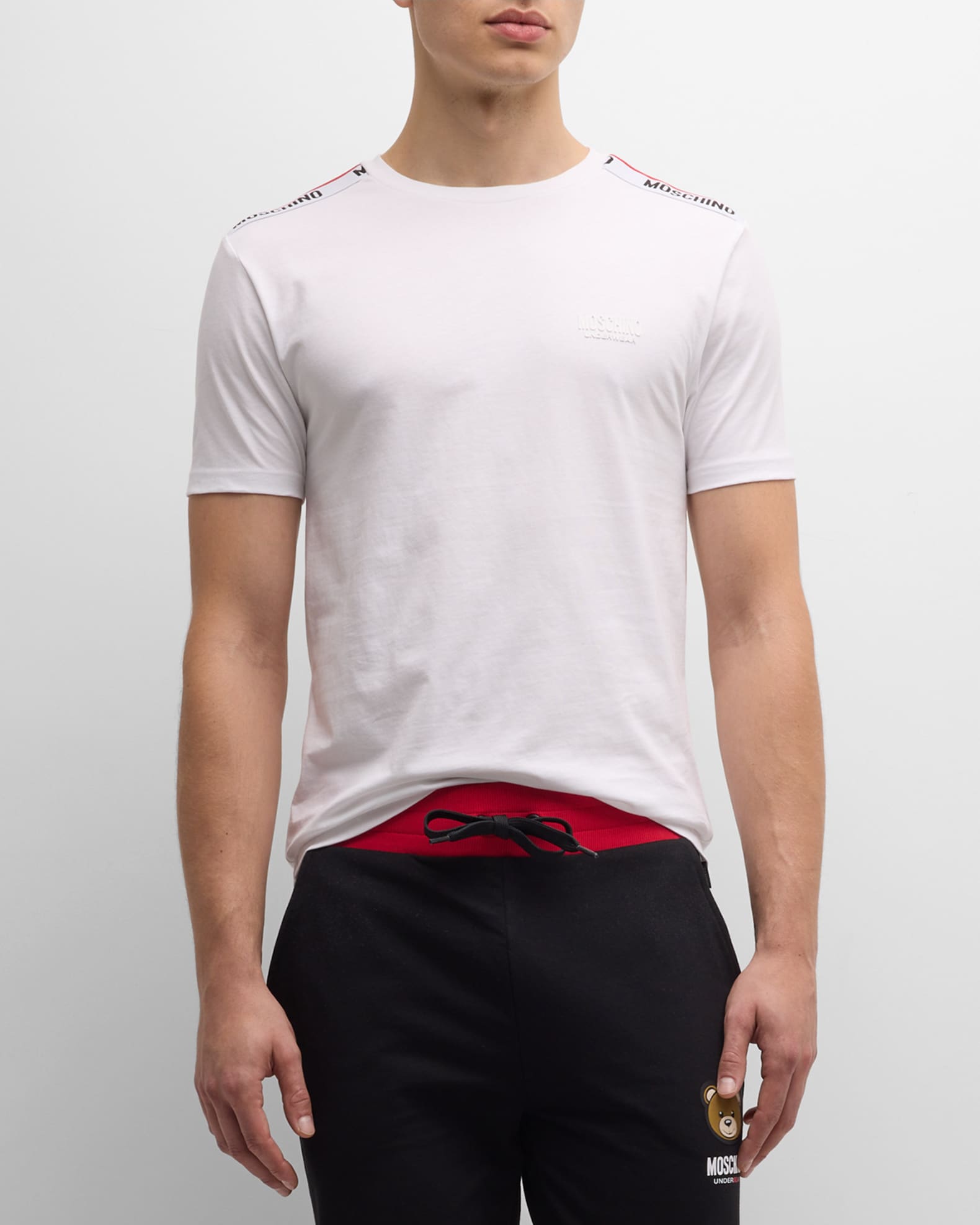 Moschino Men's T-Shirt with Shoulder Tape | Neiman Marcus