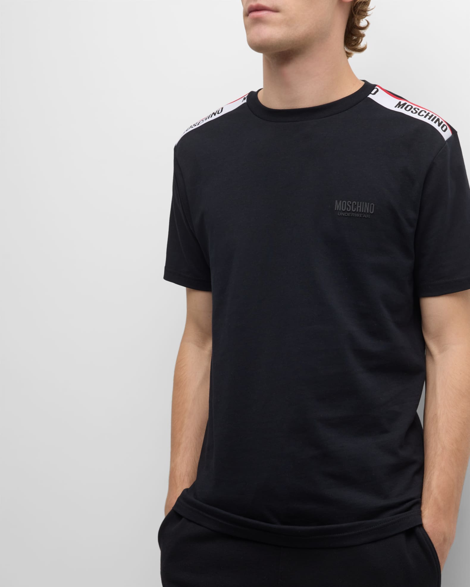 Moschino Men's T-Shirt with Logo Taping | Neiman Marcus