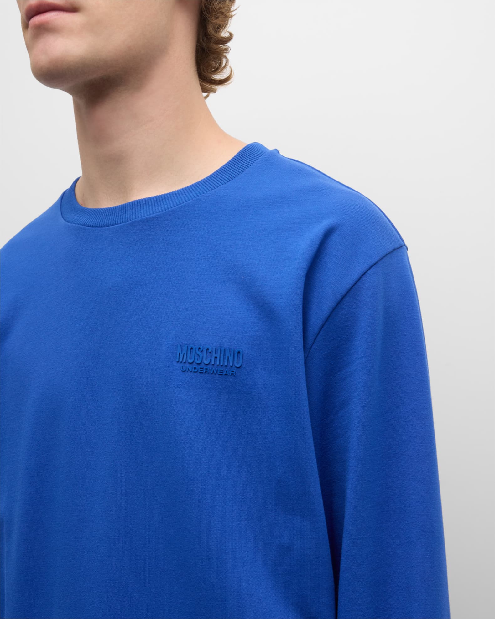 Moschino logo shoulder crew neck sweatshirt store
