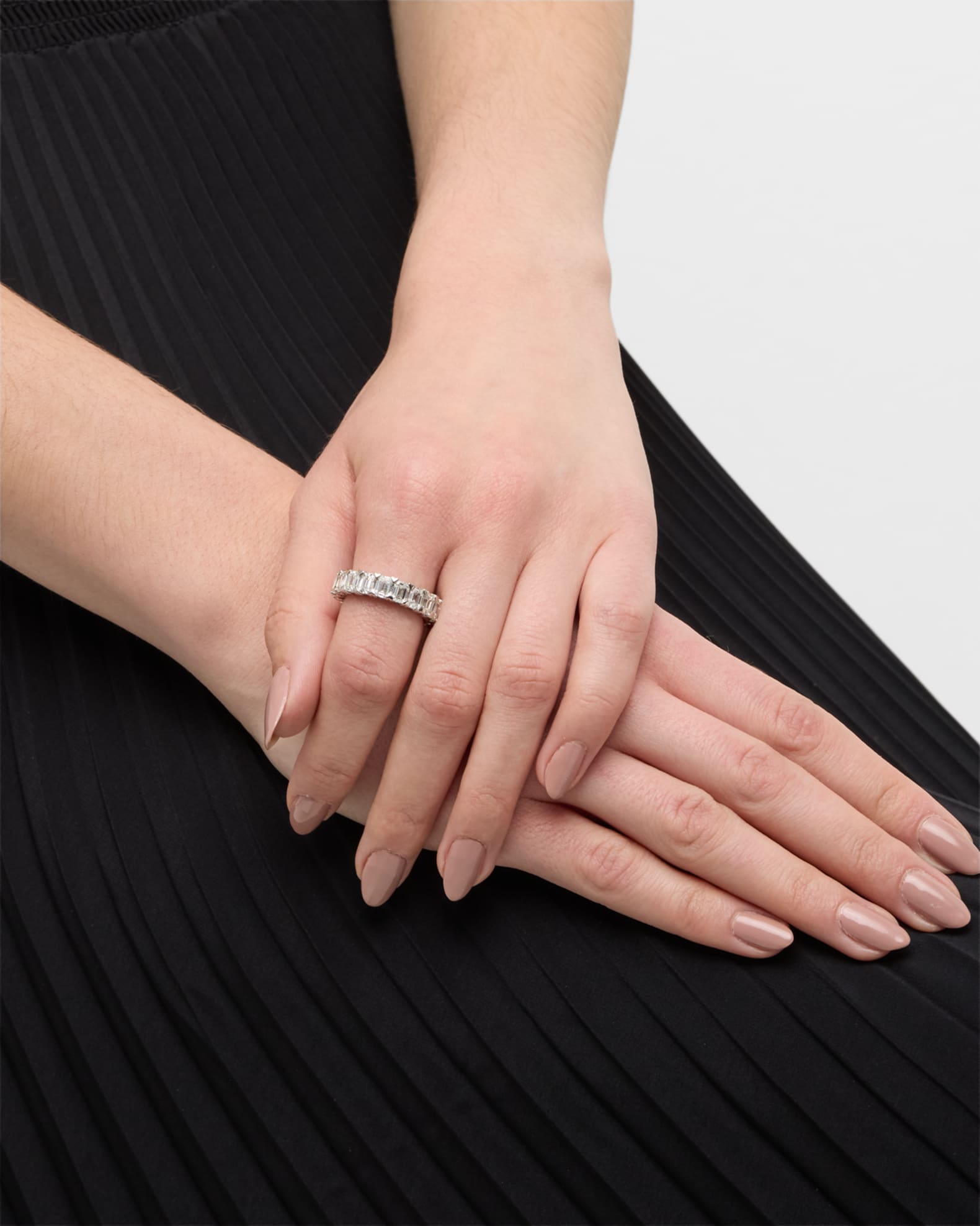Lab Grown Diamond Platinum Emerald Cut Eternity Ring, 7.0tcw, Size 7 1