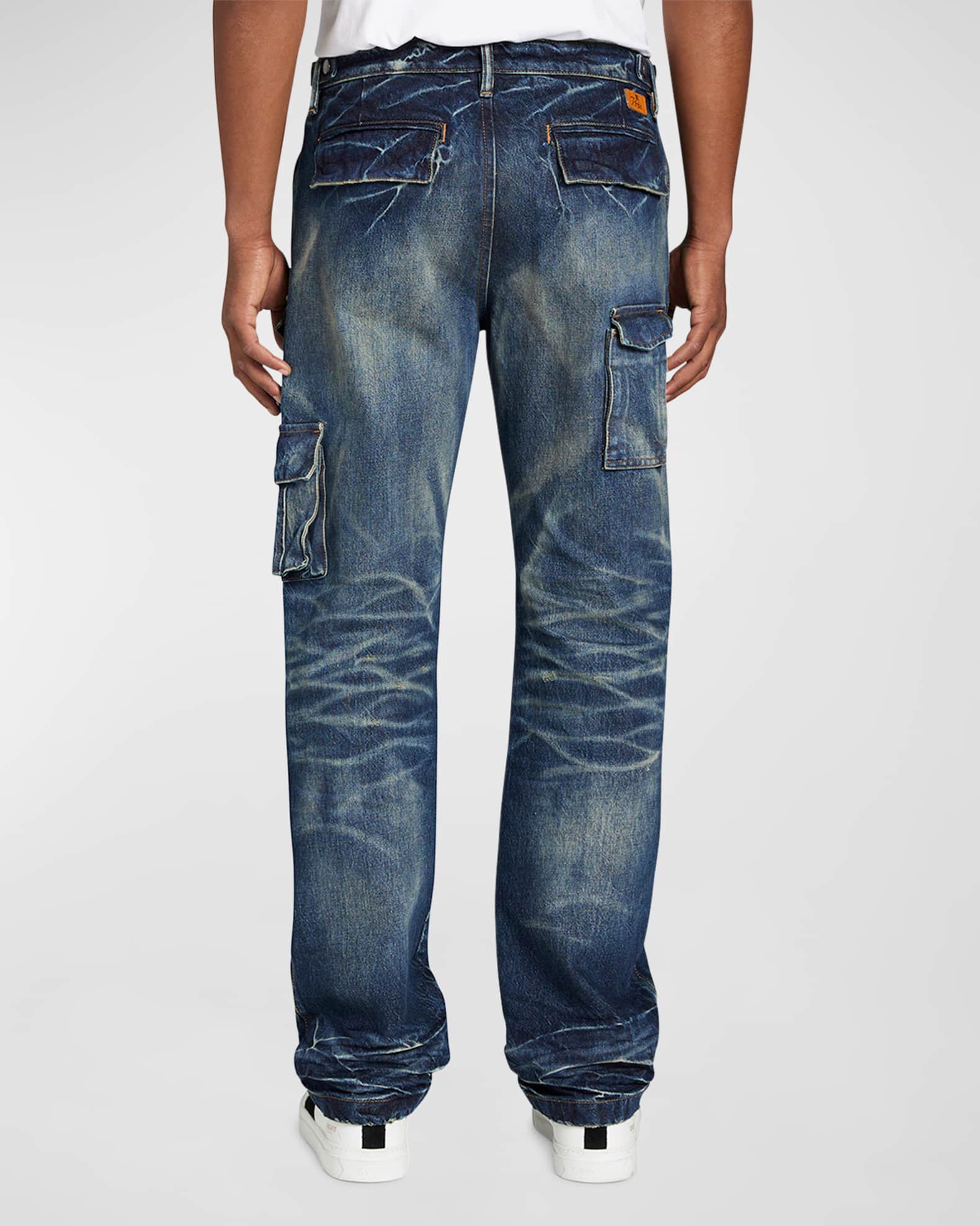 PRPS Men s Washed Denim Cargo Pants Neiman Marcus