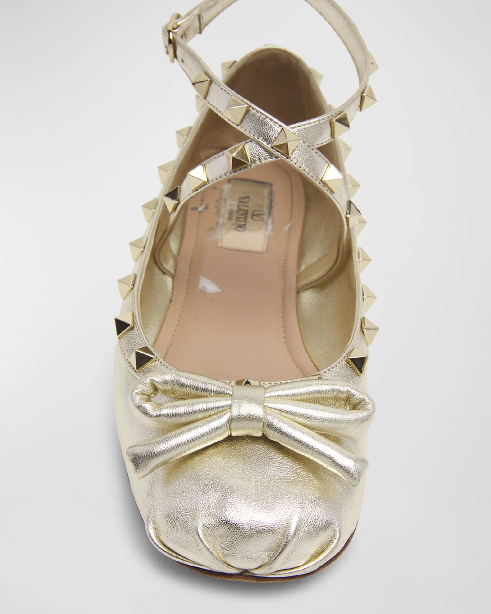 Valentino Garavani Rockstud Ankle-Strap Ballerina Flats | Neiman Marcus