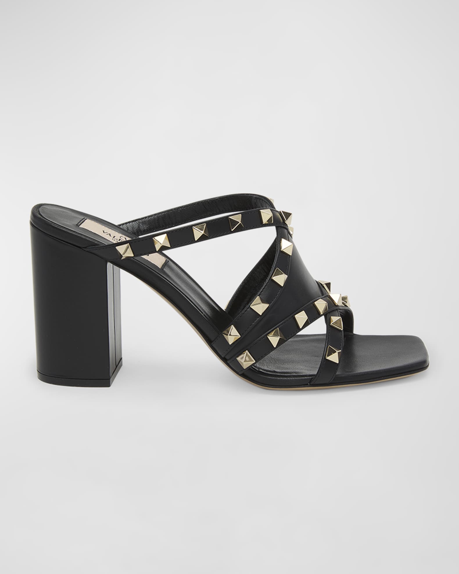 Valentino Garavani Rockstud Crisscross Leather Block-Heel Sandals