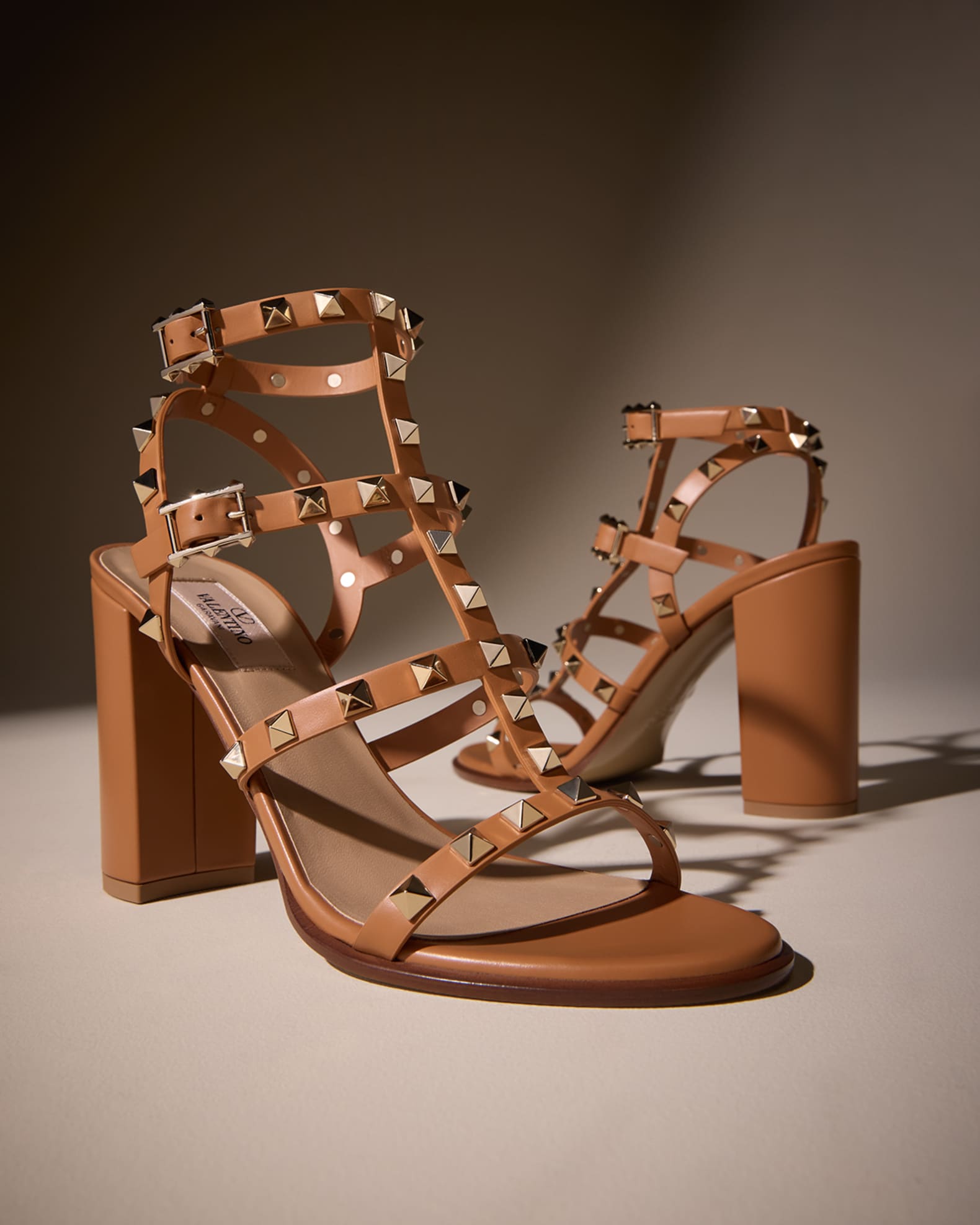 Valentino Garavani Rockstud Caged T Strap Leather Sandals Neiman Marcus