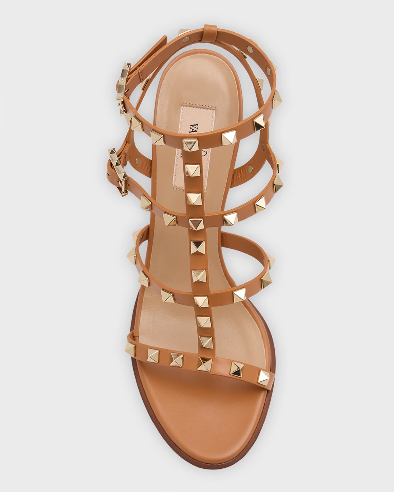 Rockstud Caged T Strap Leather Sandals