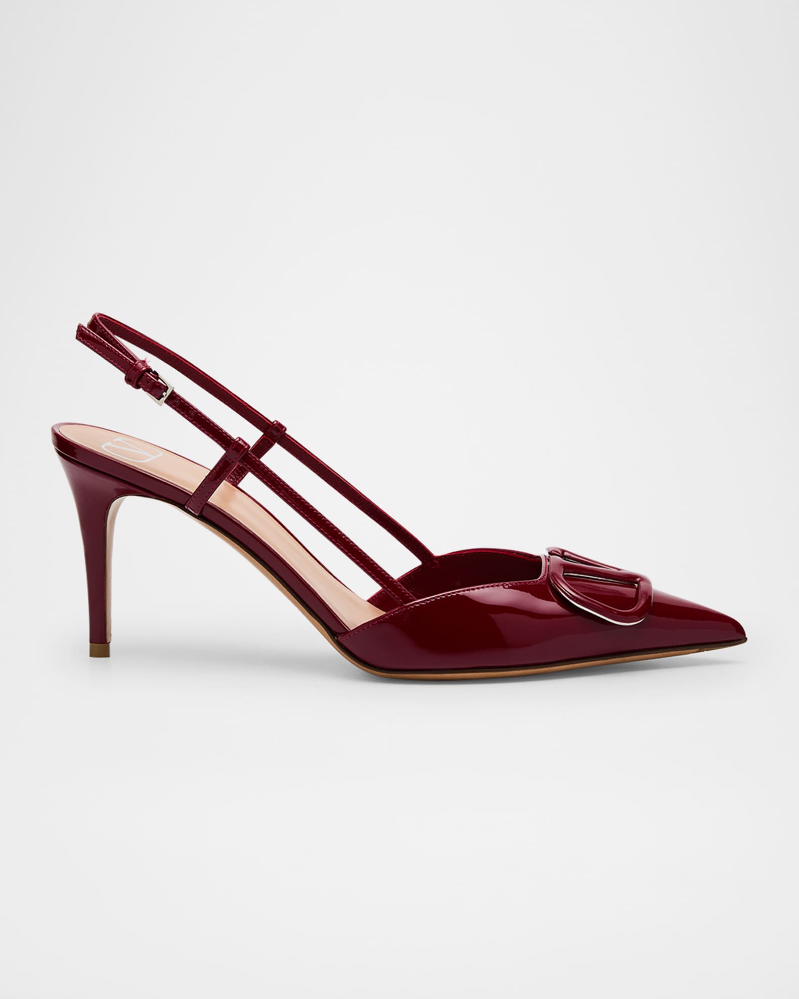 Valentino Vlogo Patent Slingback Pumps Deep Scarlet