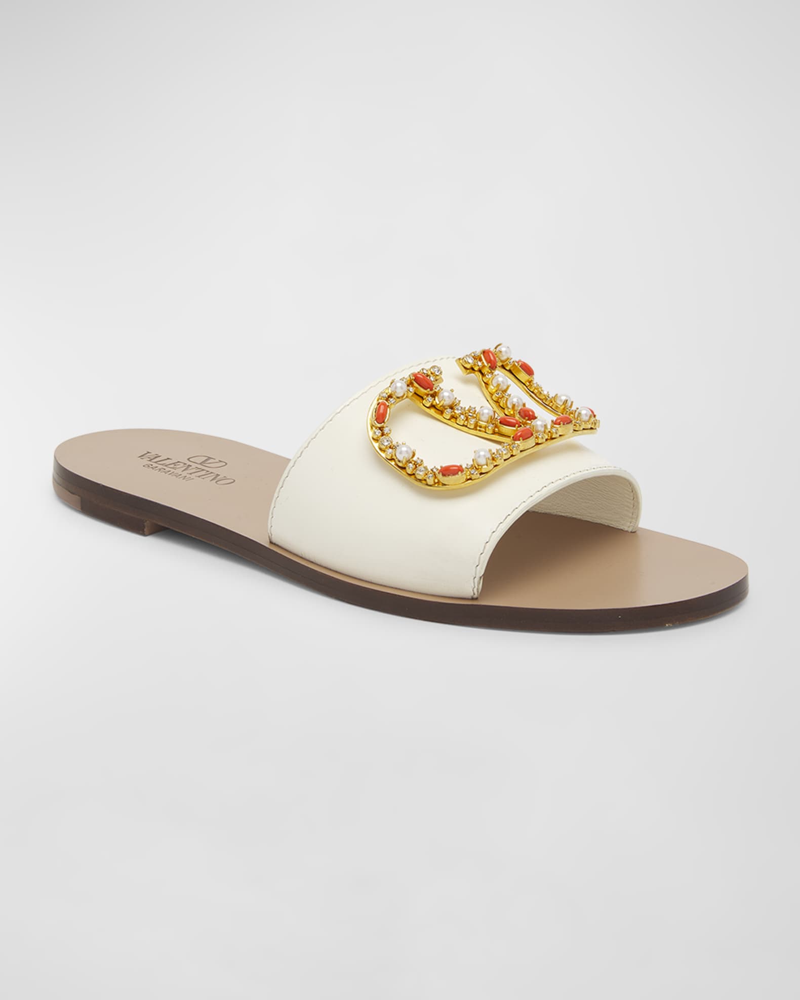 Valentino Garavani VLogo Embellished Medallion Slide Sandals | Neiman ...