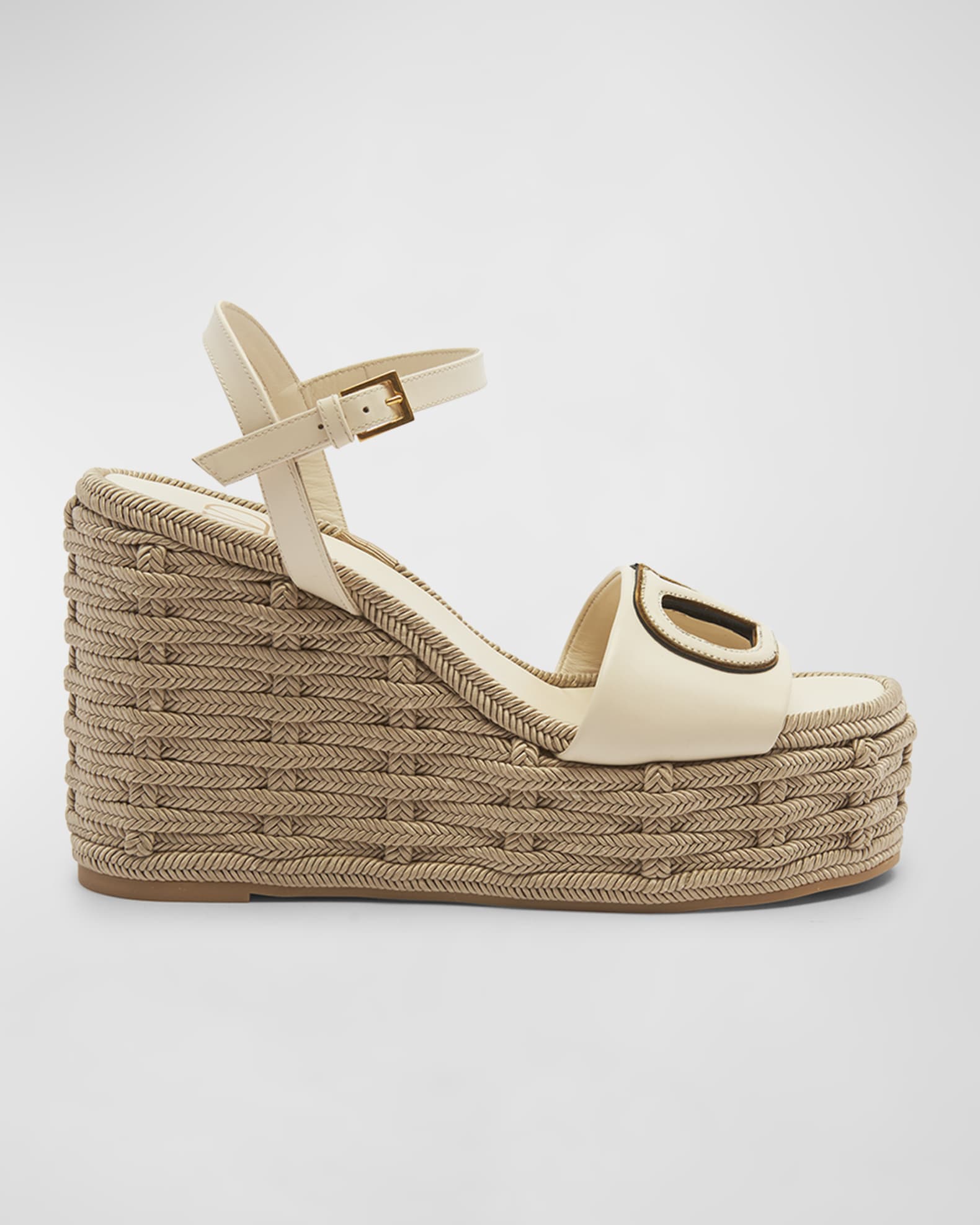 Valentino Garavani VLogo Ankle-Strap Wedge Espadrilles