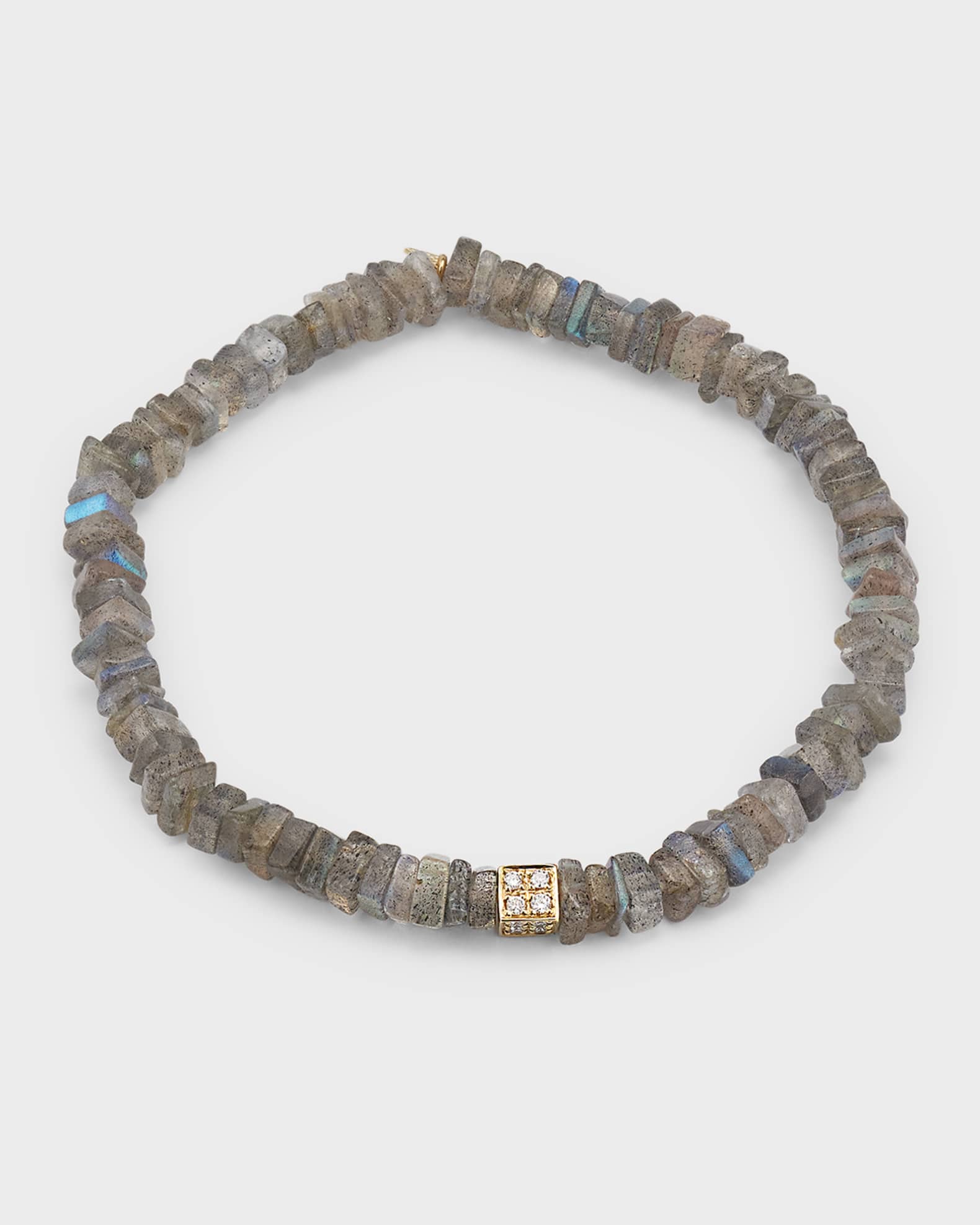 14K Yellow Gold Diamond Cube Beaded Bracelet 0