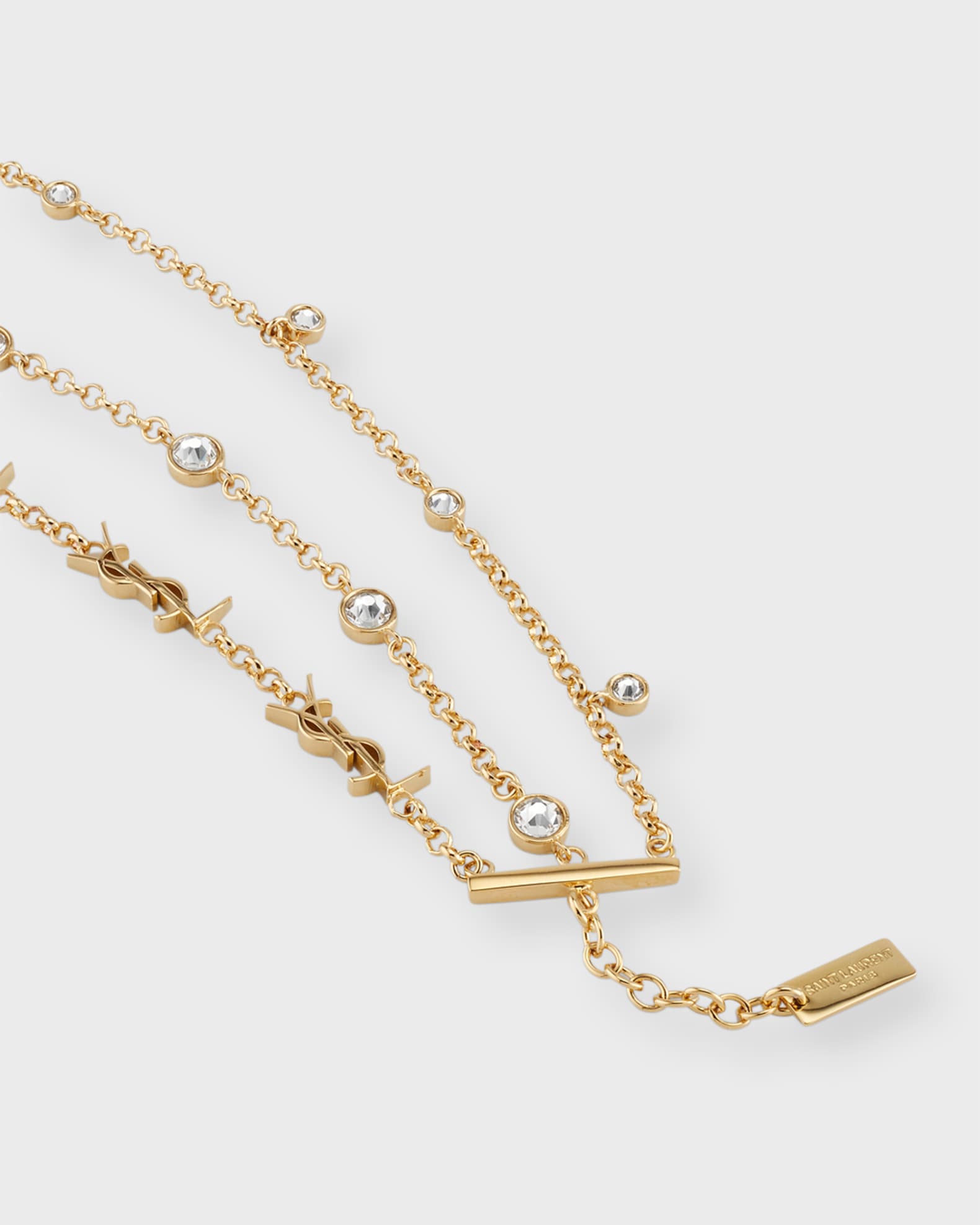 【限定特価】 Saint Laurent YSL Rhinestone Multi Chain Bracelet | Neiman アクセサリー